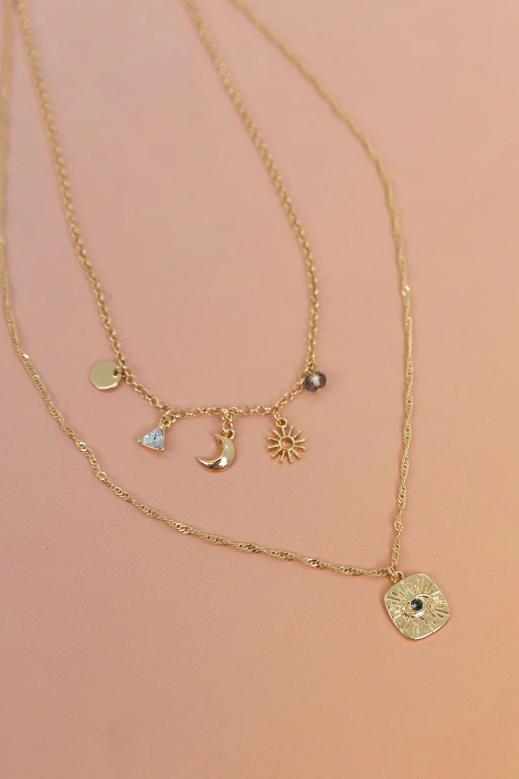 Layered Gold Charm Necklace - Image 3