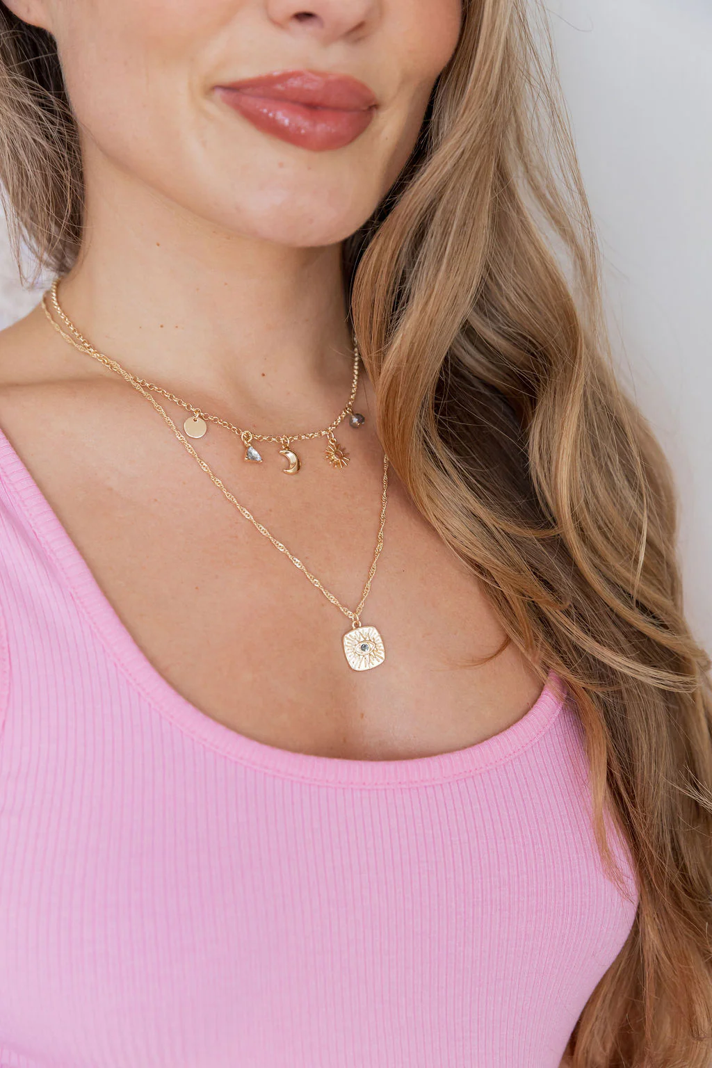 Layered Gold Charm Necklace - Image 4
