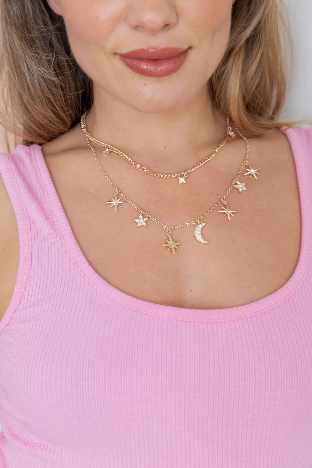 Layered Moon & Stars Necklace
