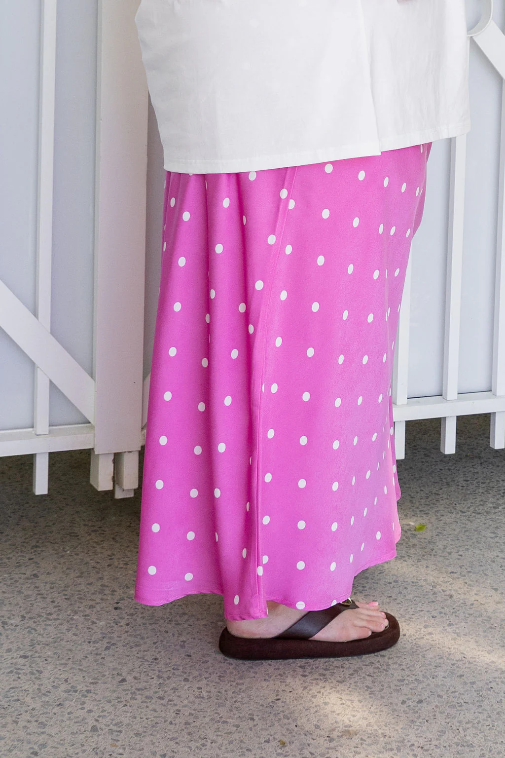 Livy Bias Skirt in Pink Base Polka Dot - Image 20