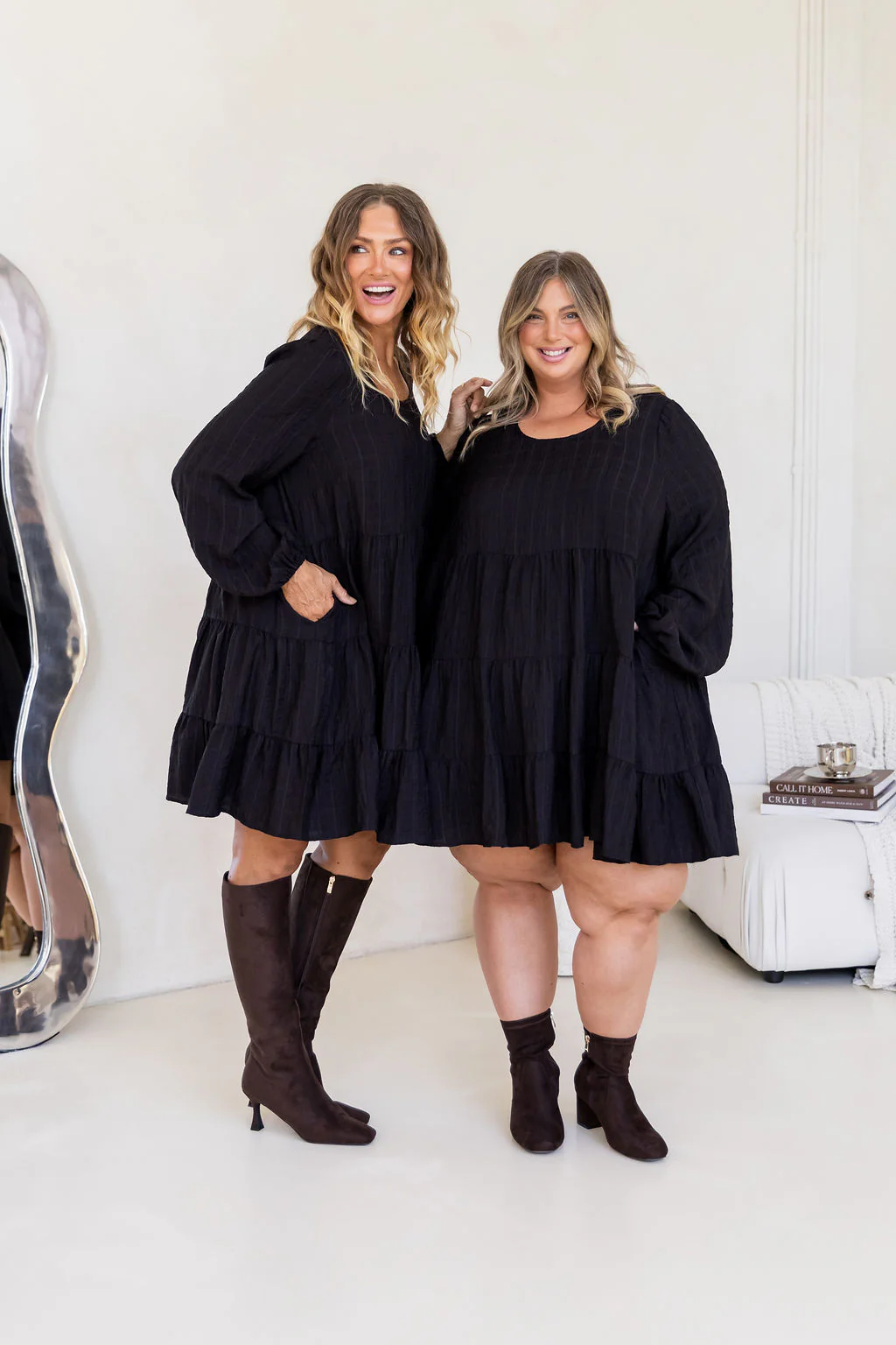 Long Sleeve Greta Dress in Black - Image 10