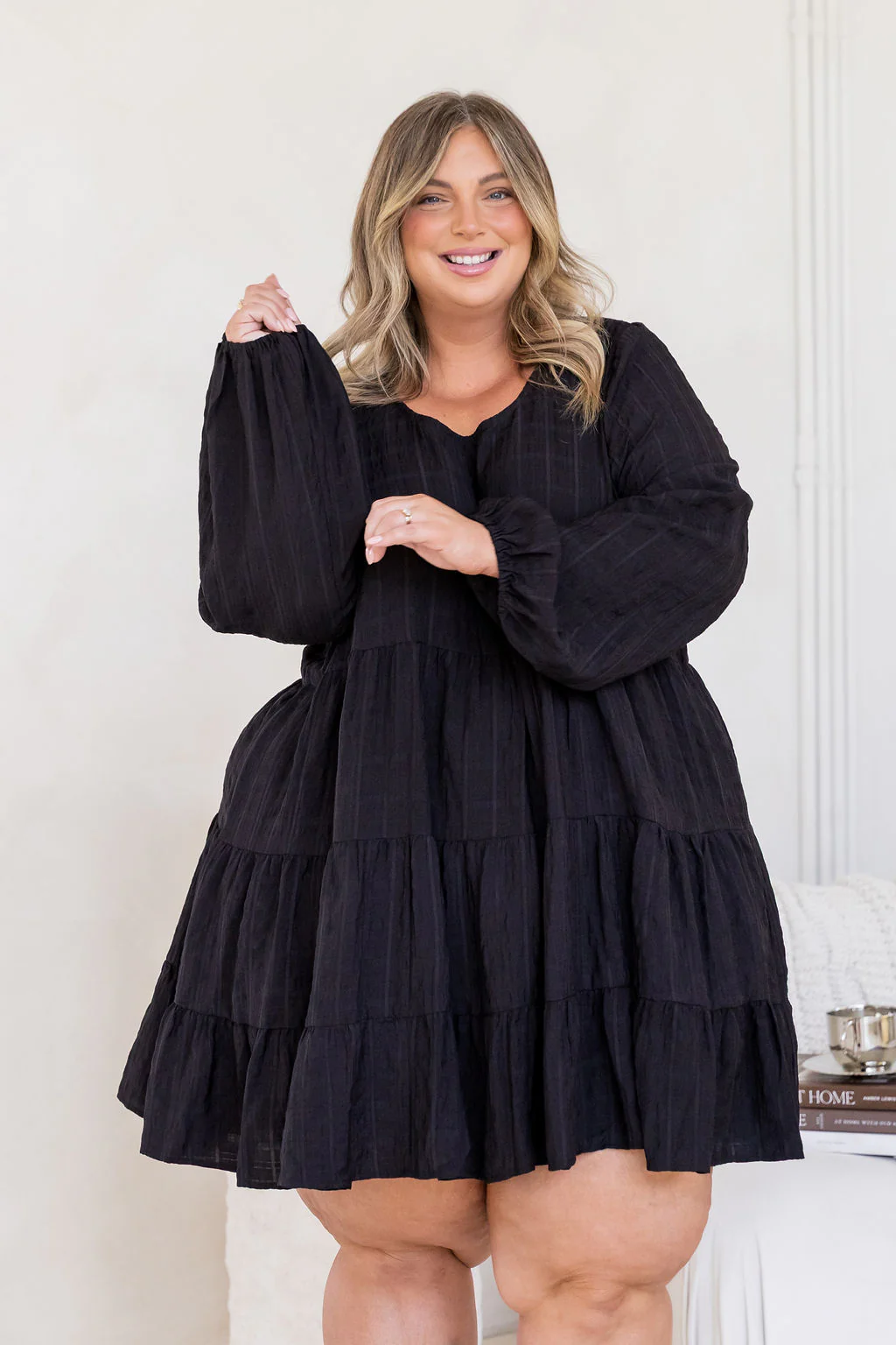 Long Sleeve Greta Dress in Black - Image 4