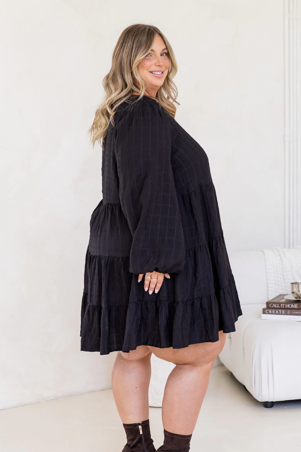 Long Sleeve Greta Dress in Black - Image 5