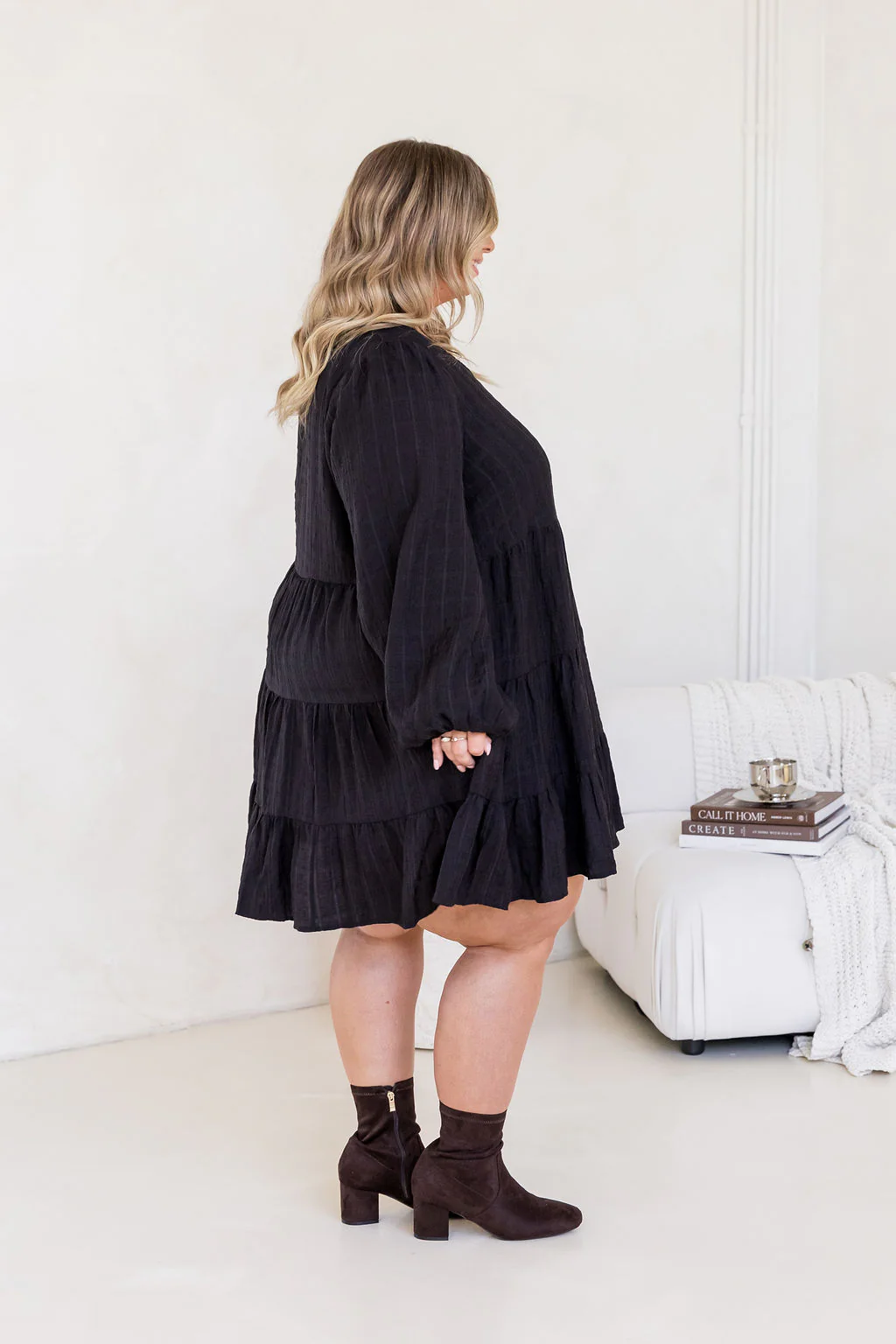 Long Sleeve Greta Dress in Black - Image 6