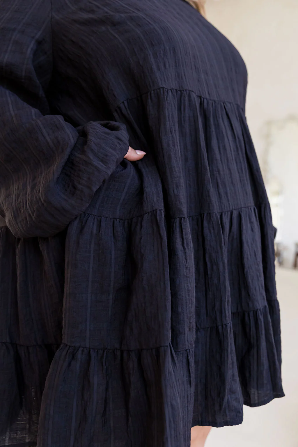 Long Sleeve Greta Dress in Black - Image 8