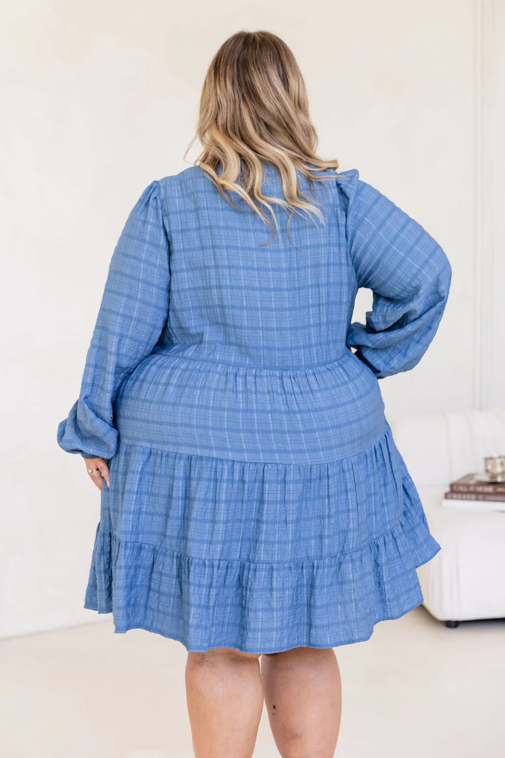 Long Sleeve Greta Dress in Denim Blue - Image 17