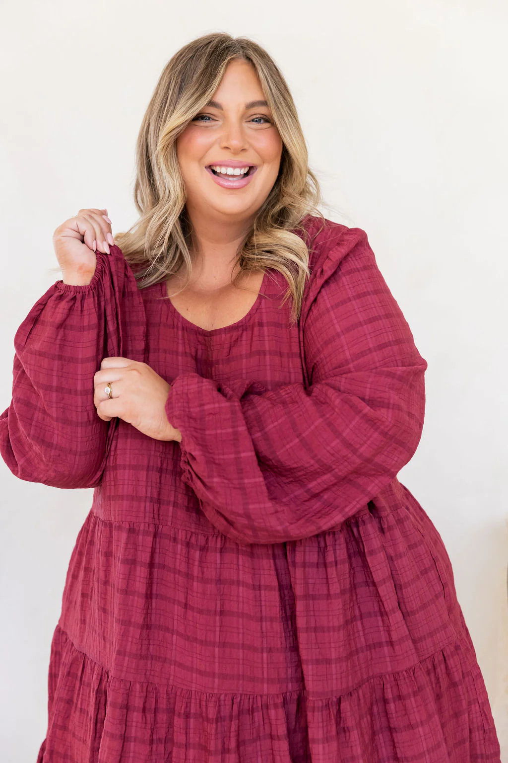Long Sleeve Greta Dress in Wine - Image 10