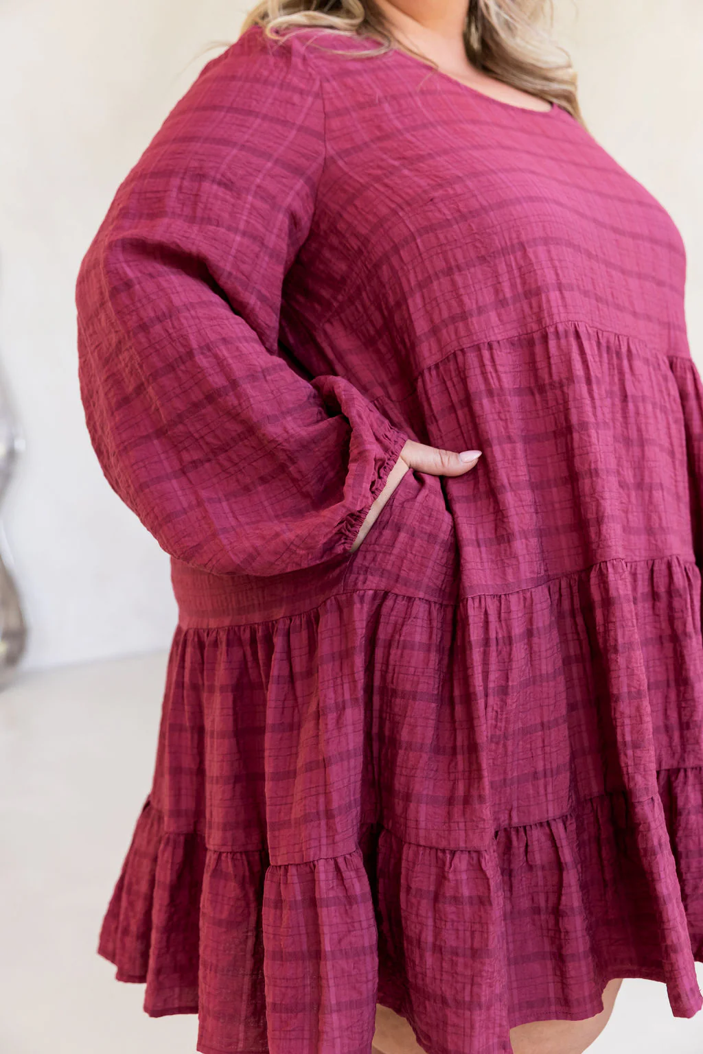 Long Sleeve Greta Dress in Wine - Image 16