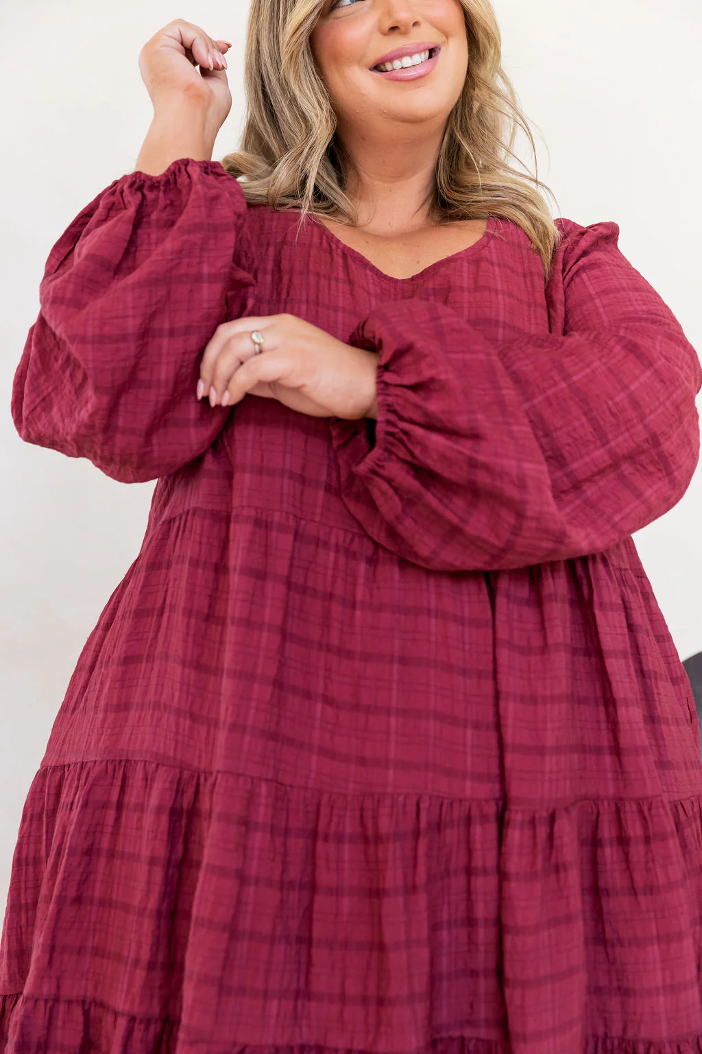 Long Sleeve Greta Dress in Wine - Image 8