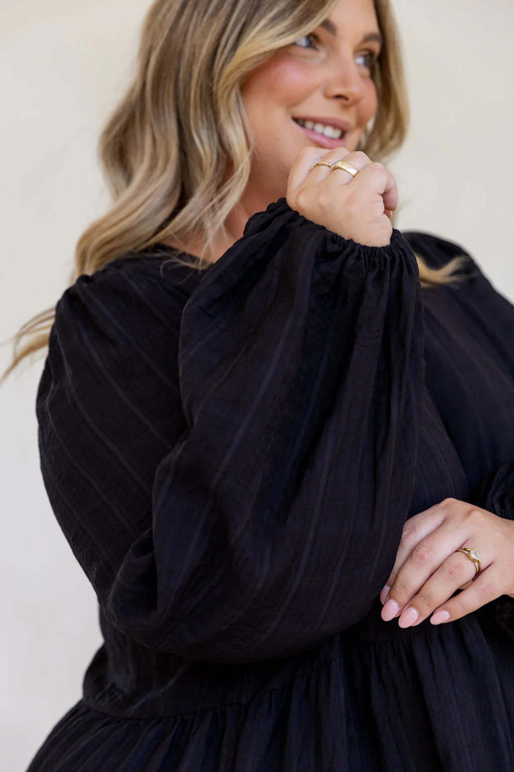Long Sleeve Greta Midi Dress in Black - Image 14