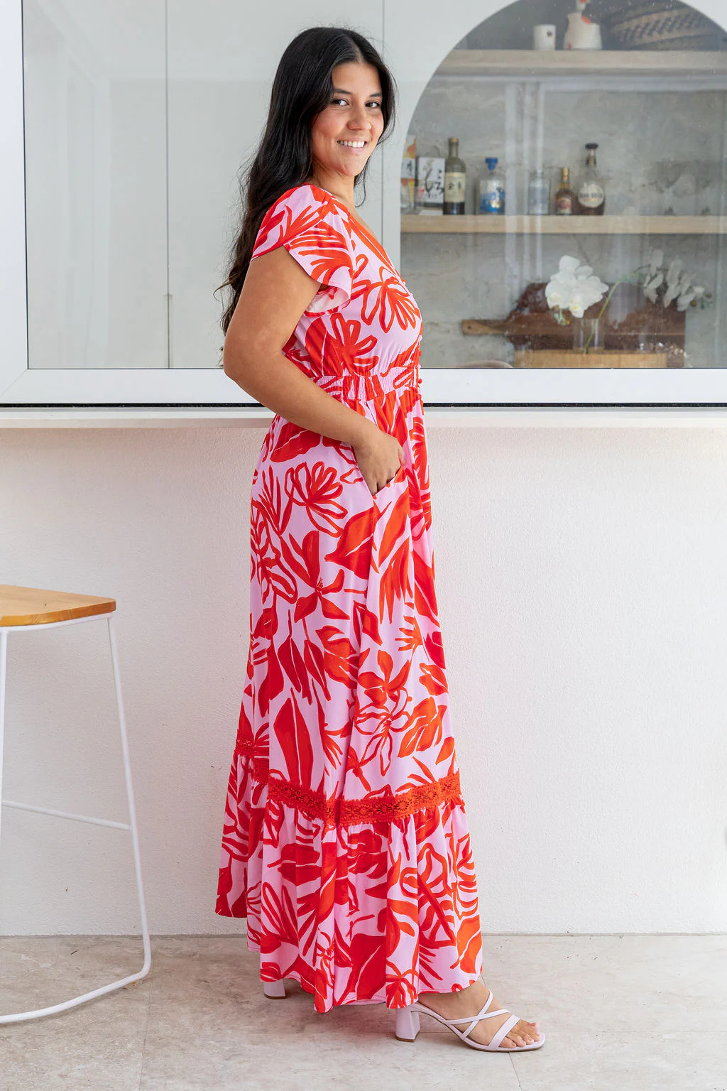 Louisa Maxi Dress in Blush Fern - Image 10