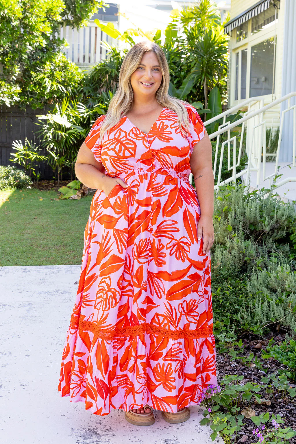 Louisa Maxi Dress in Blush Fern - Image 2