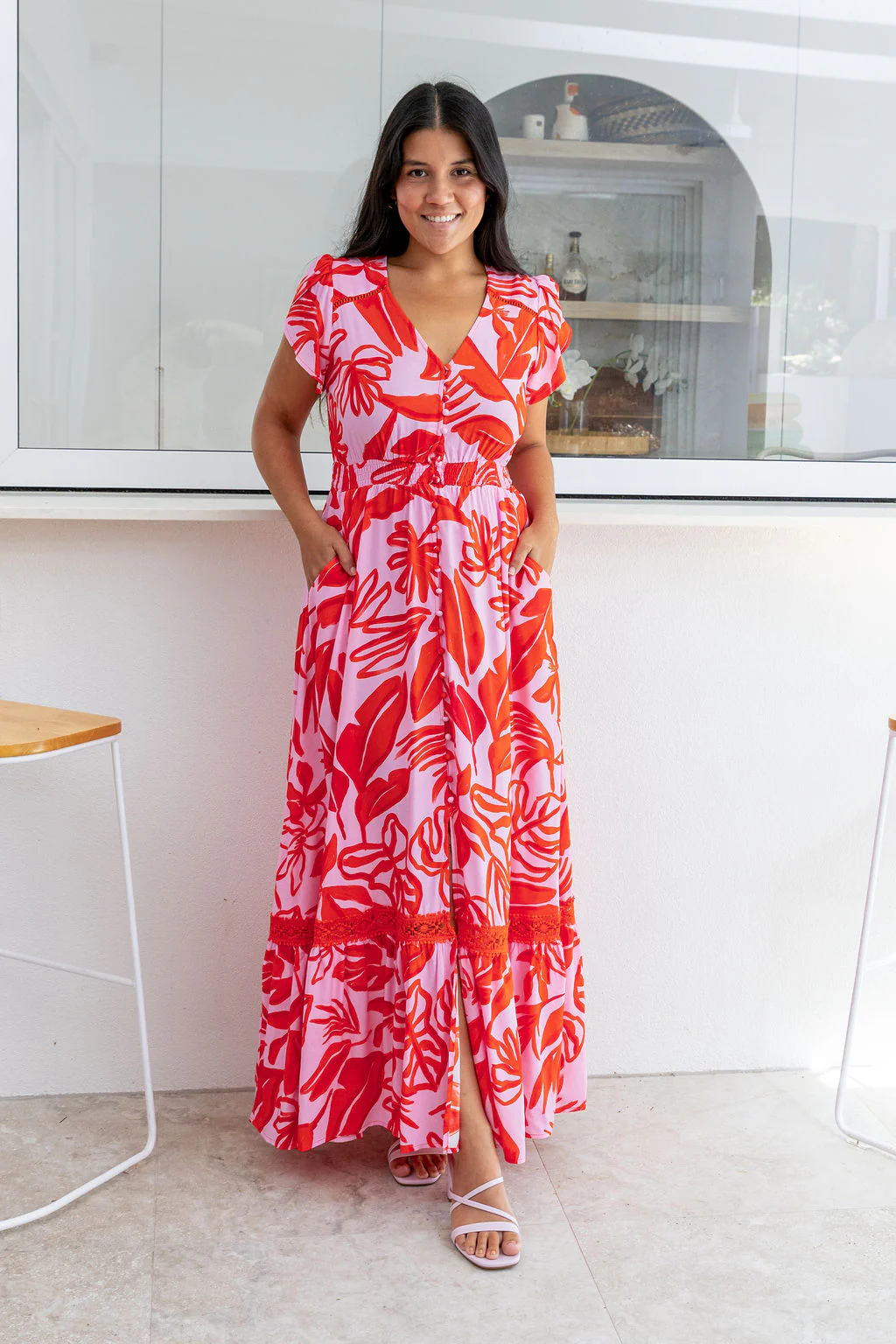 Louisa Maxi Dress in Blush Fern - Image 3