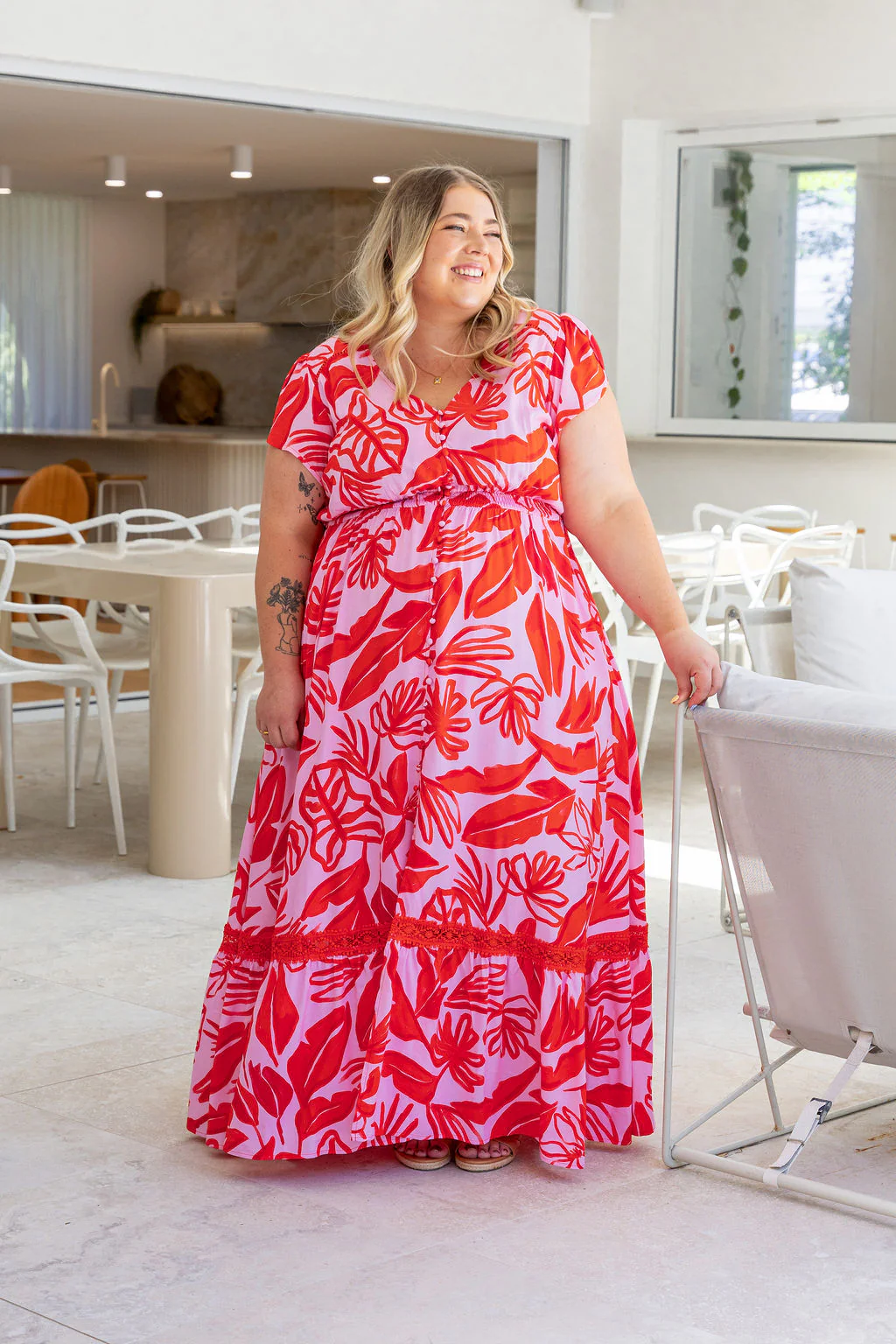 Louisa Maxi Dress in Blush Fern - Image 4