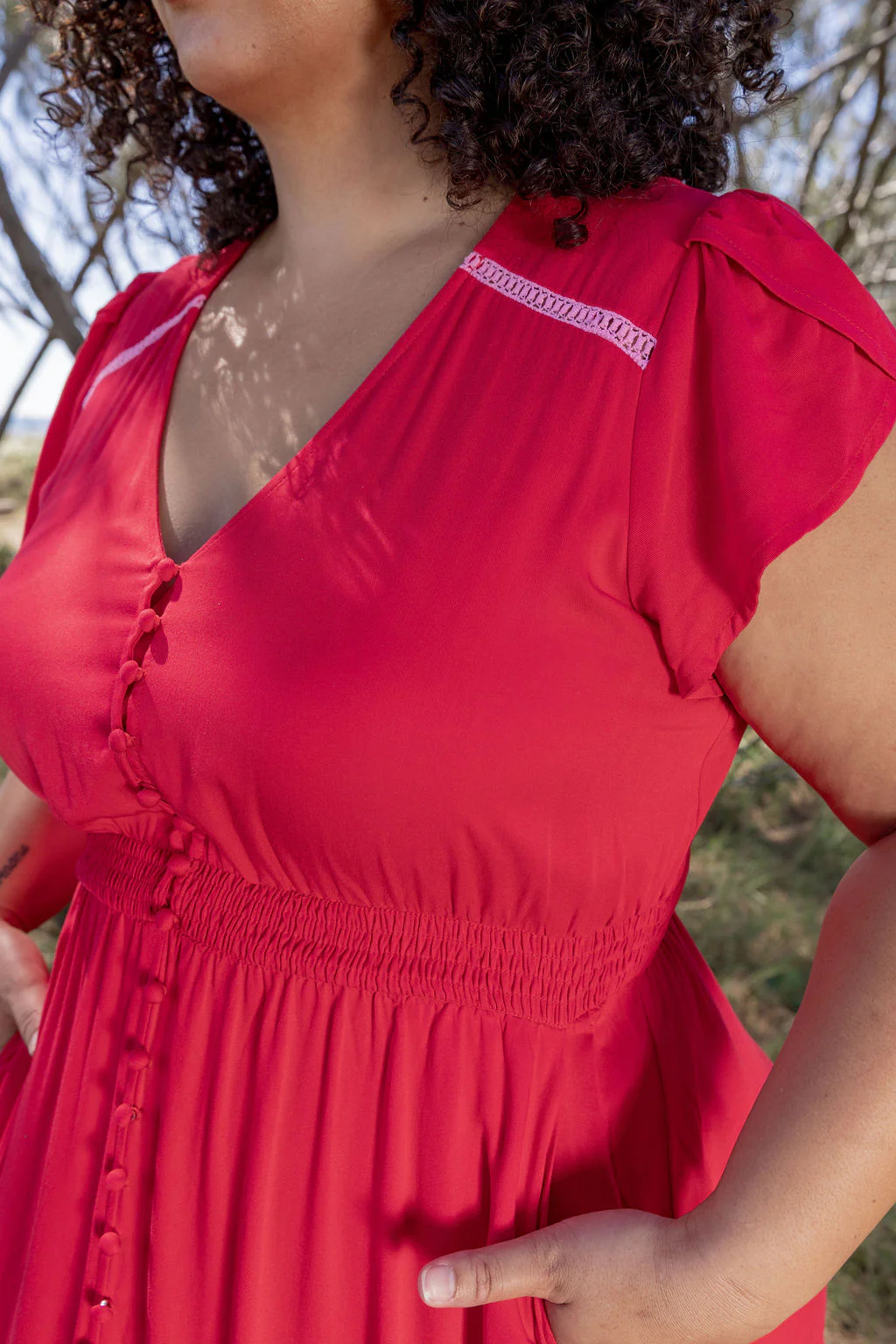 Louisa Maxi Dress in Cherry - Image 12