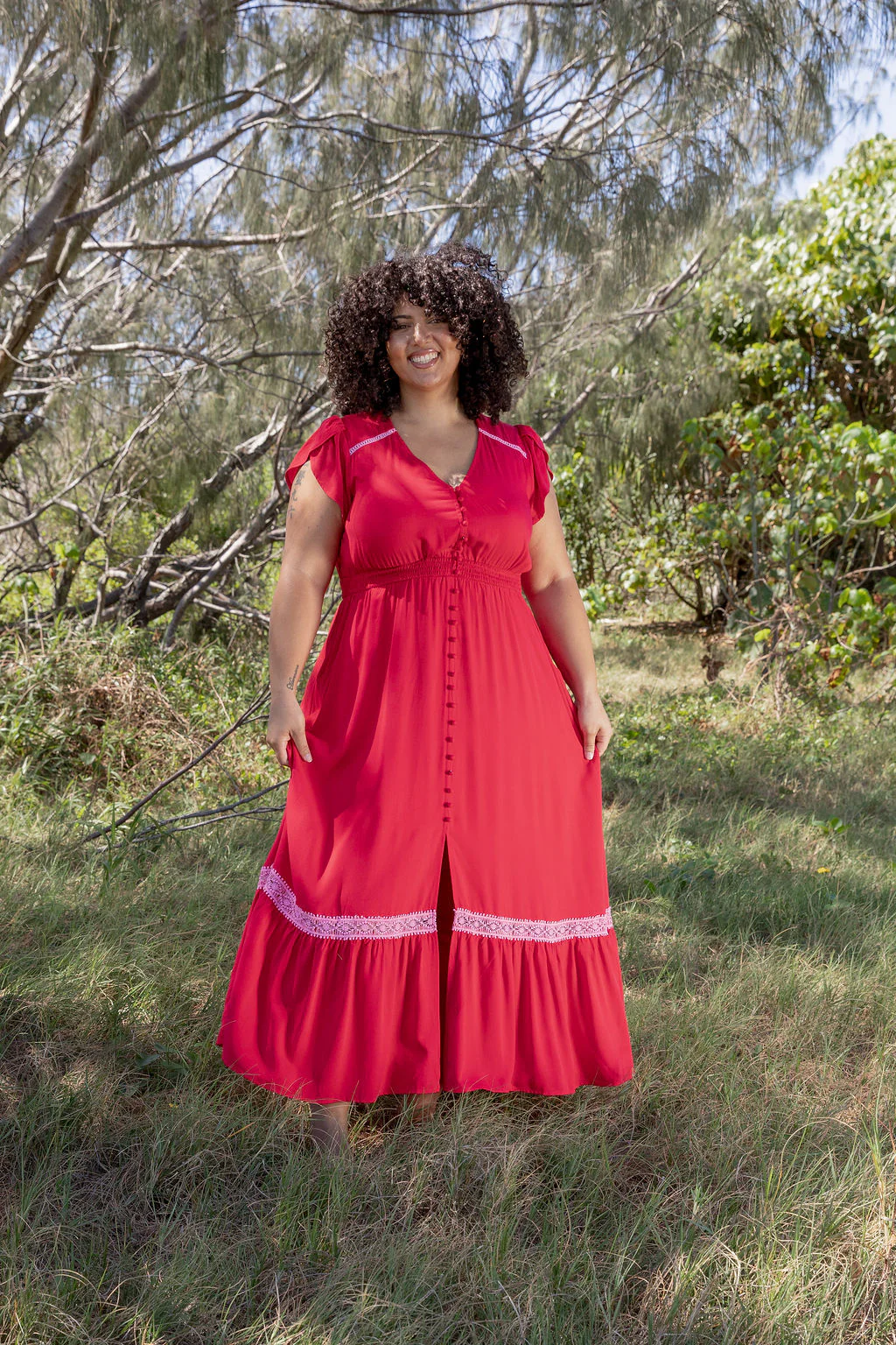 Louisa Maxi Dress in Cherry - Image 6