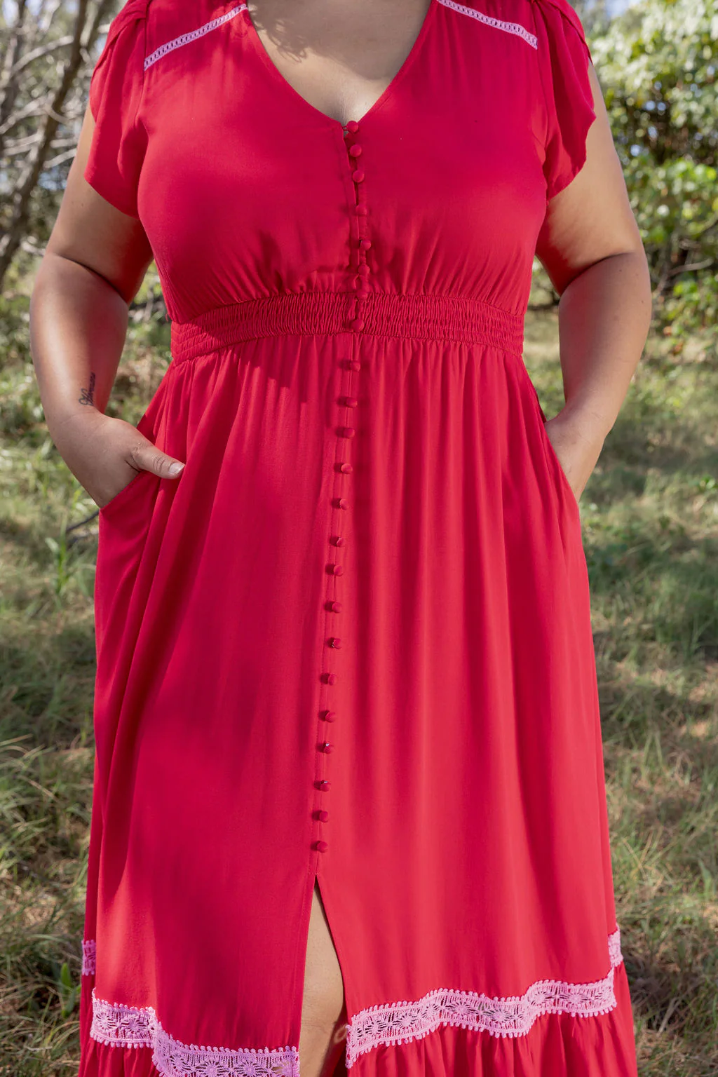 Louisa Maxi Dress in Cherry - Image 7