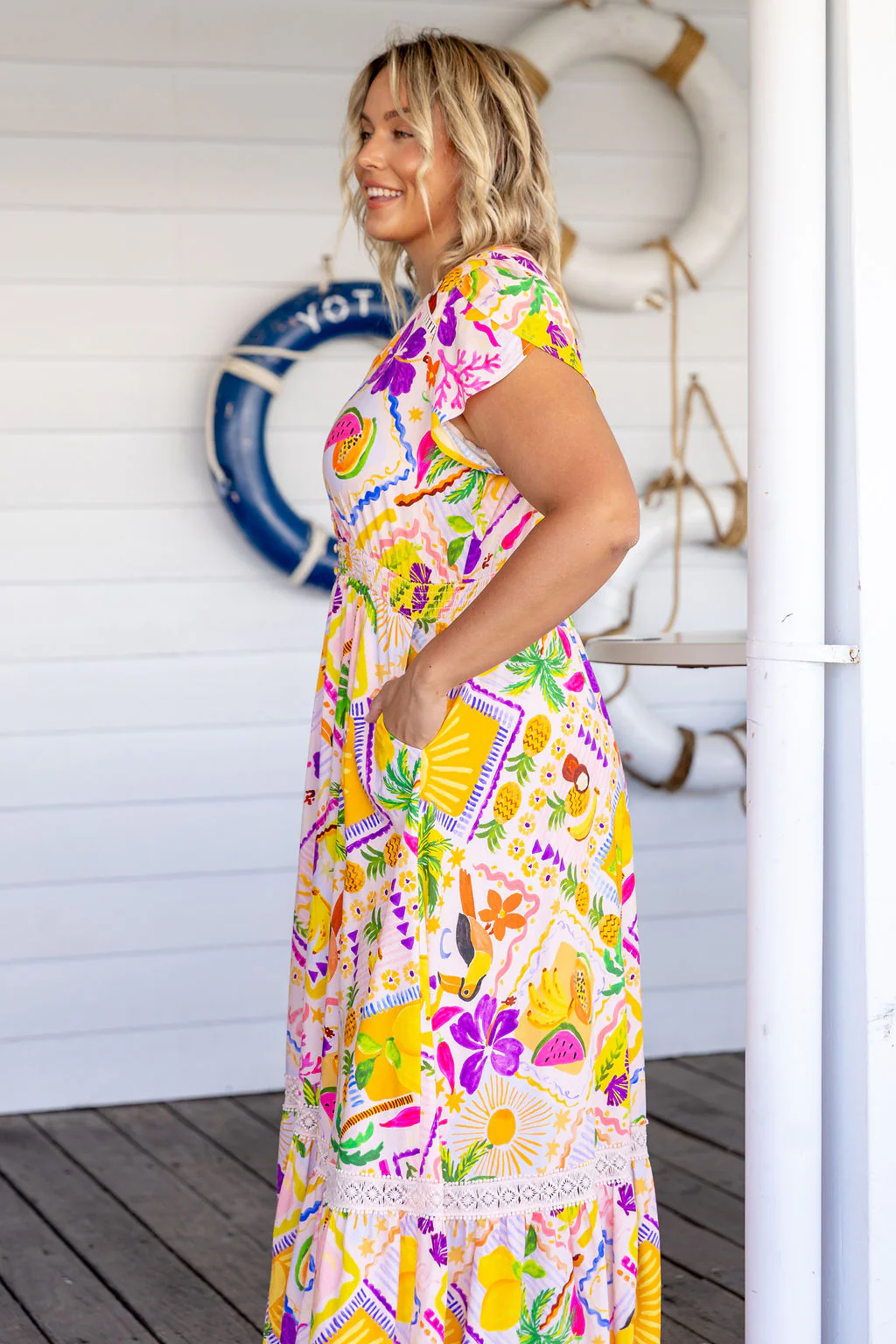 Louisa Linen Blend Maxi Dress in Toucan Paradise - Image 10