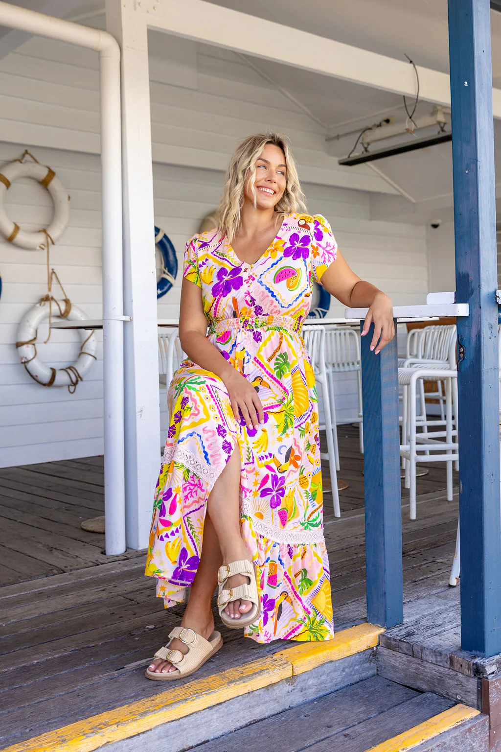 Louisa Linen Blend Maxi Dress in Toucan Paradise - Image 15