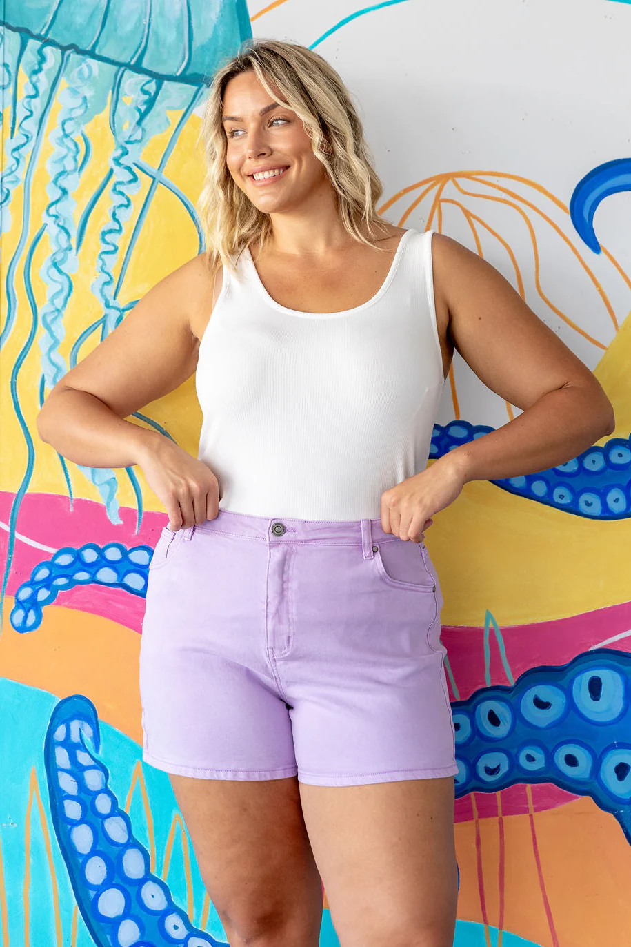 Lucas Denim Short in Lilac