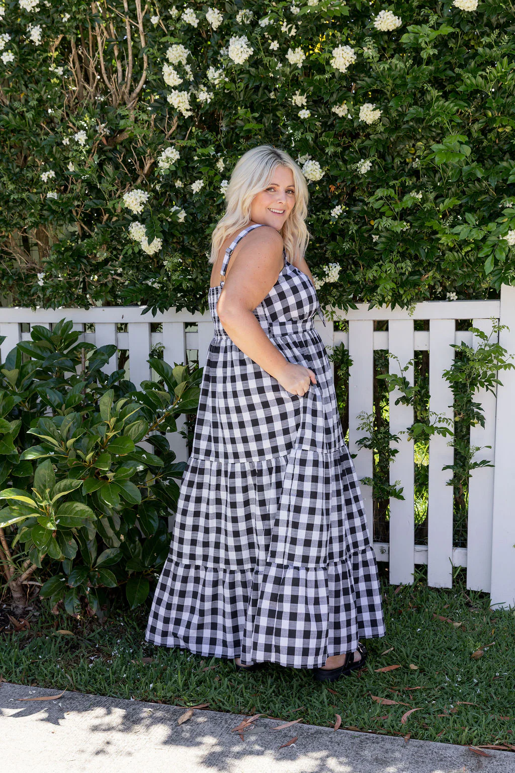 Lucie Maxi Dress in Black Gingham - Image 12