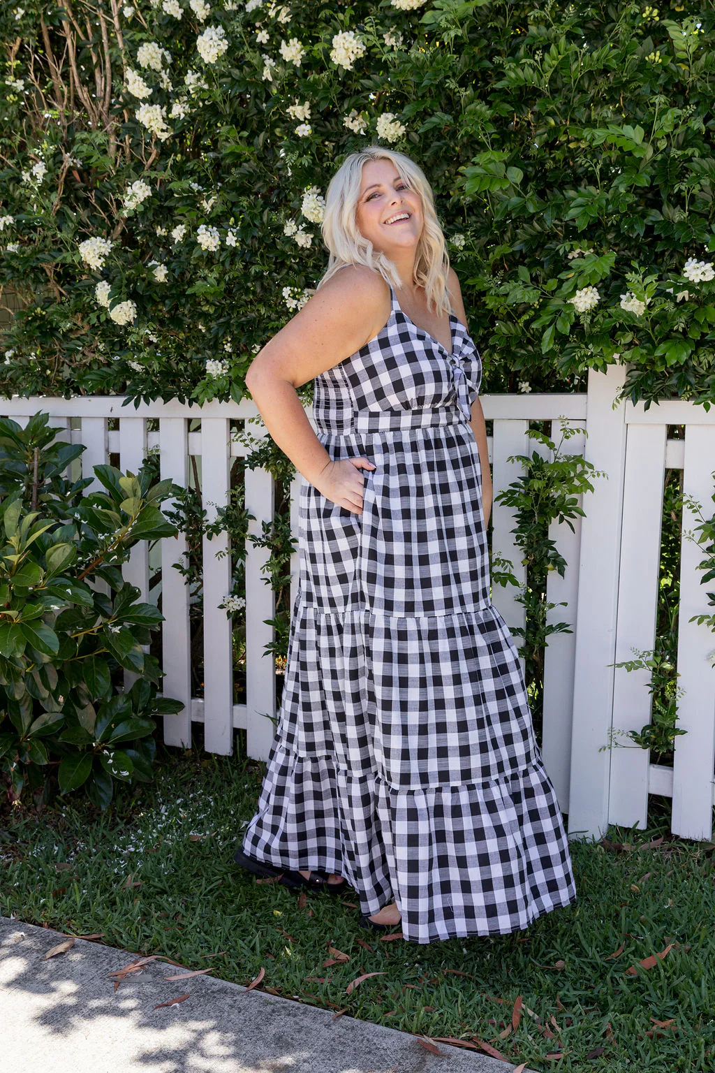 Lucie Maxi Dress in Black Gingham - Image 14