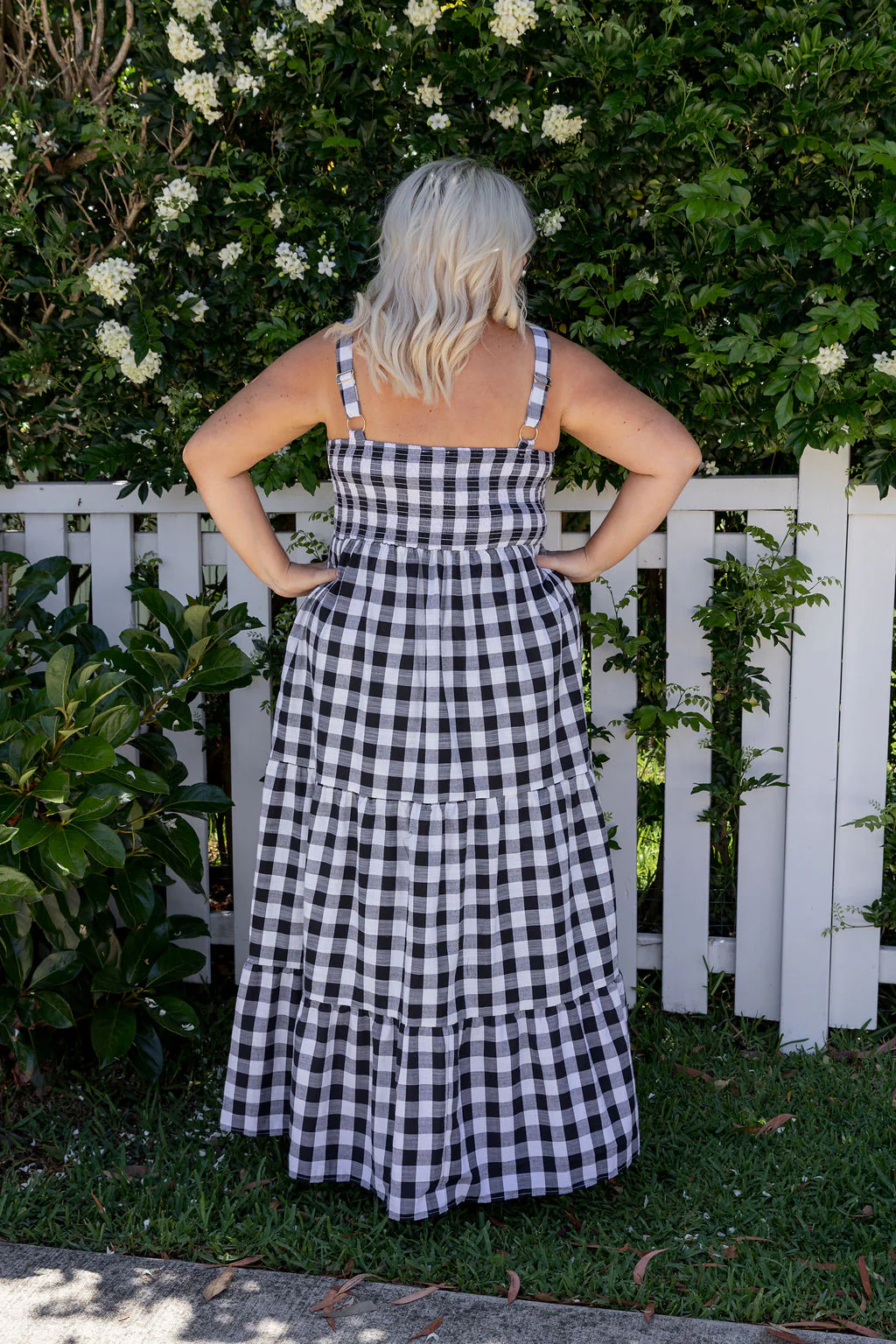 Lucie Maxi Dress in Black Gingham - Image 16