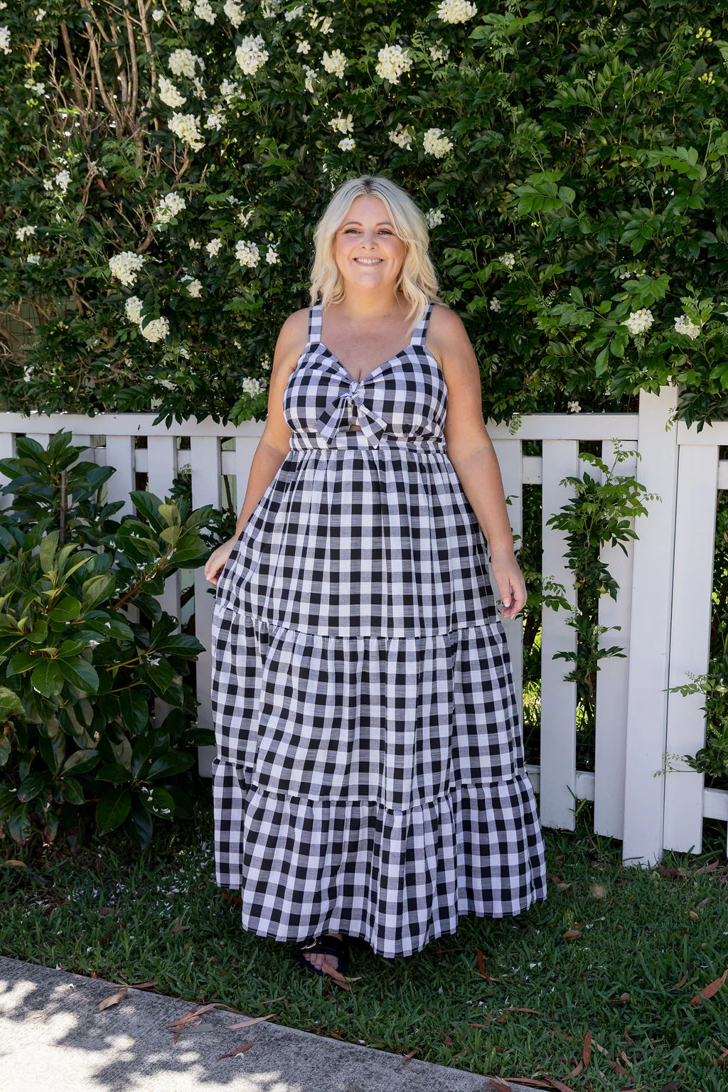 Lucie Maxi Dress in Black Gingham - Image 2