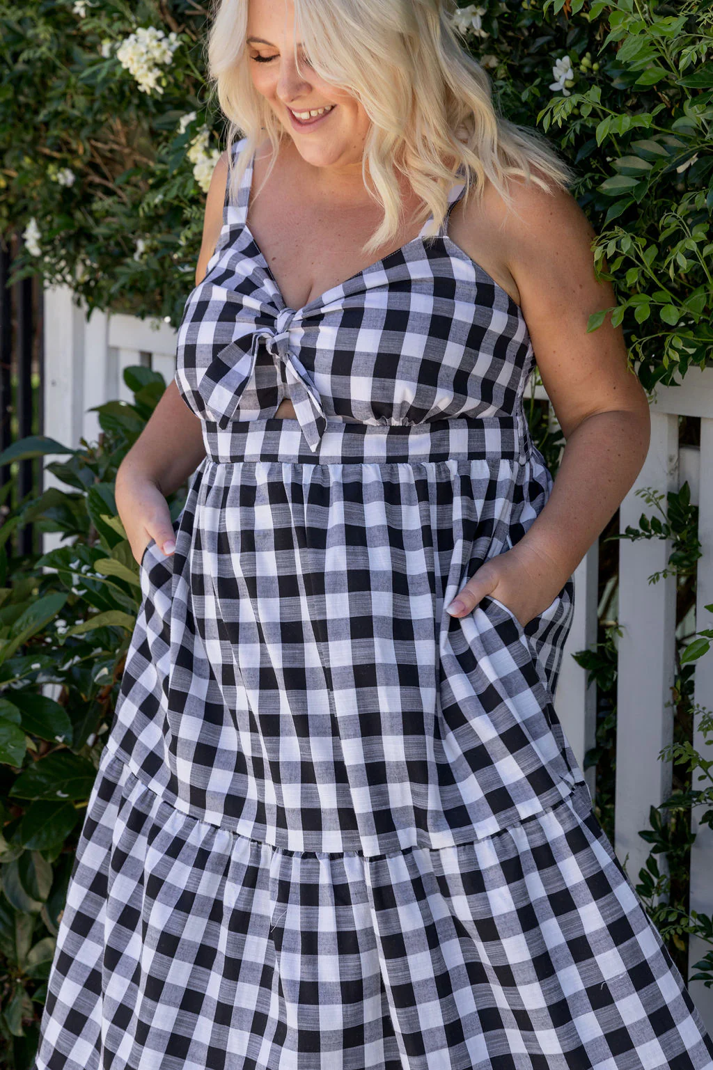 Lucie Maxi Dress in Black Gingham - Image 3
