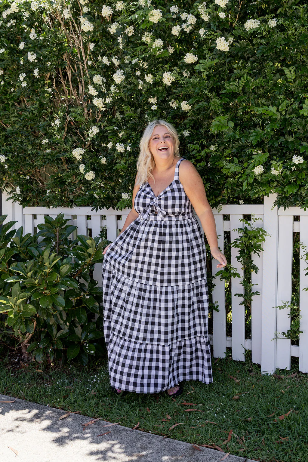 Lucie Maxi Dress in Black Gingham - Image 4