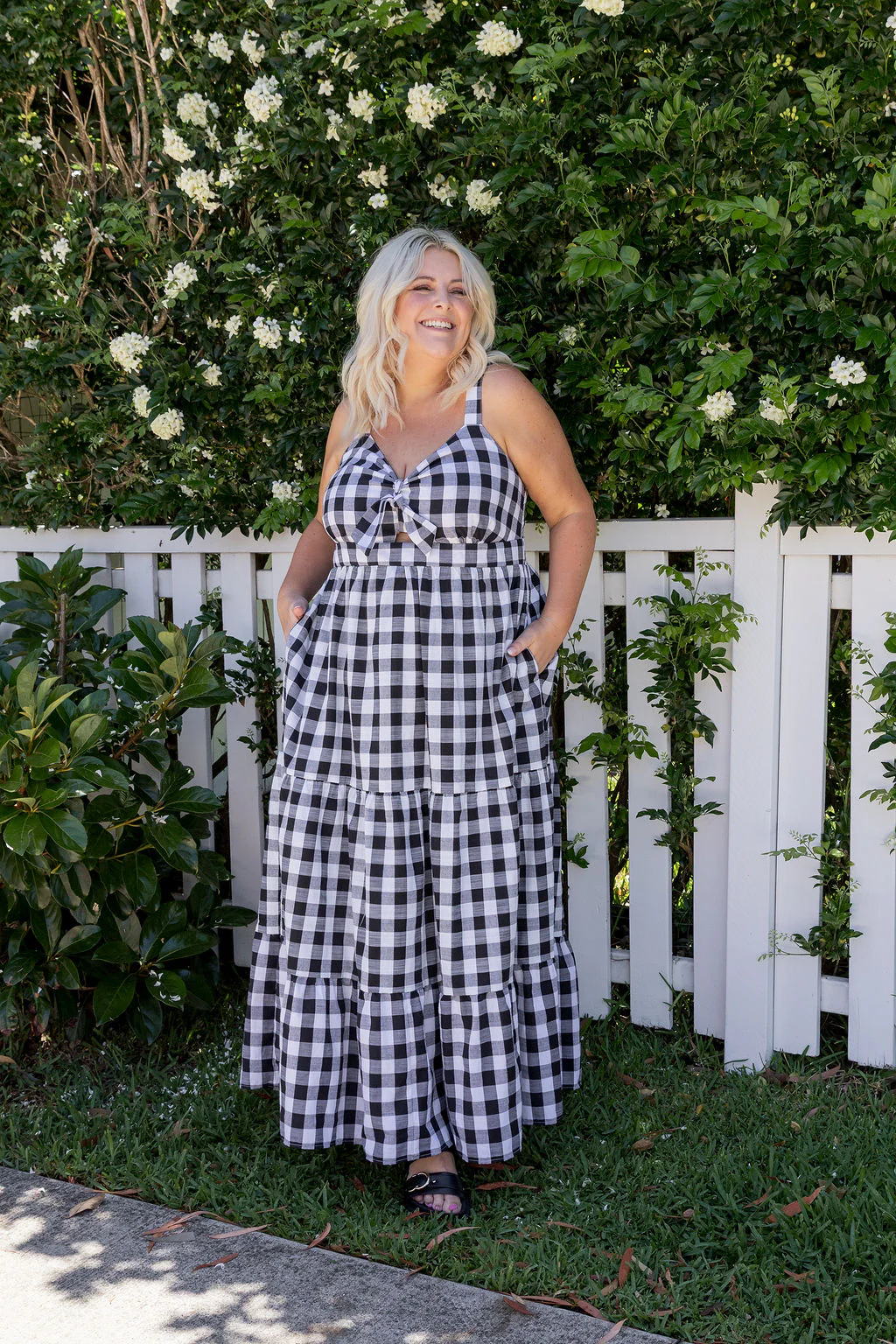 Lucie Maxi Dress in Black Gingham - Image 6