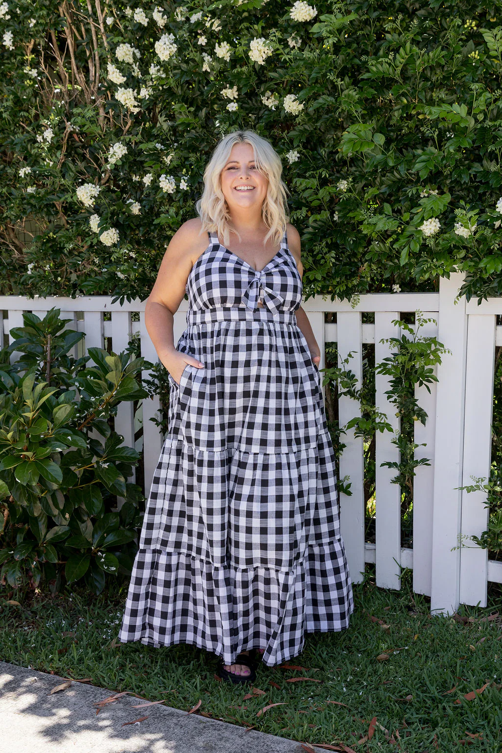Lucie Maxi Dress in Black Gingham - Image 8