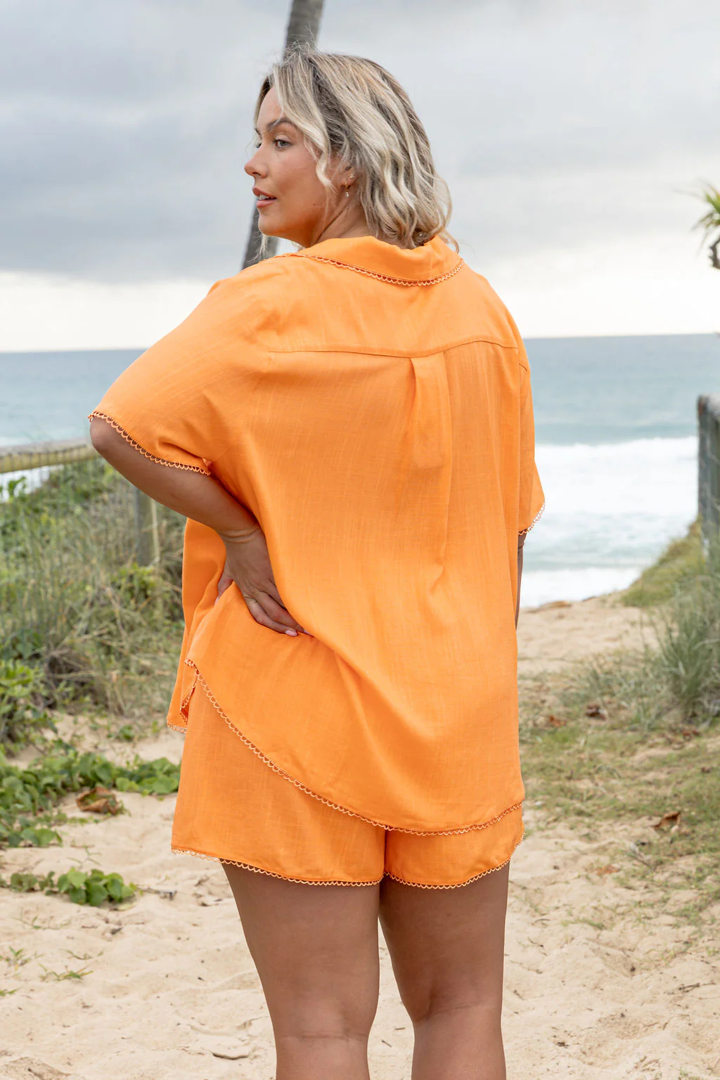 Luella Linen Blend Shirt in Orange - Image 12
