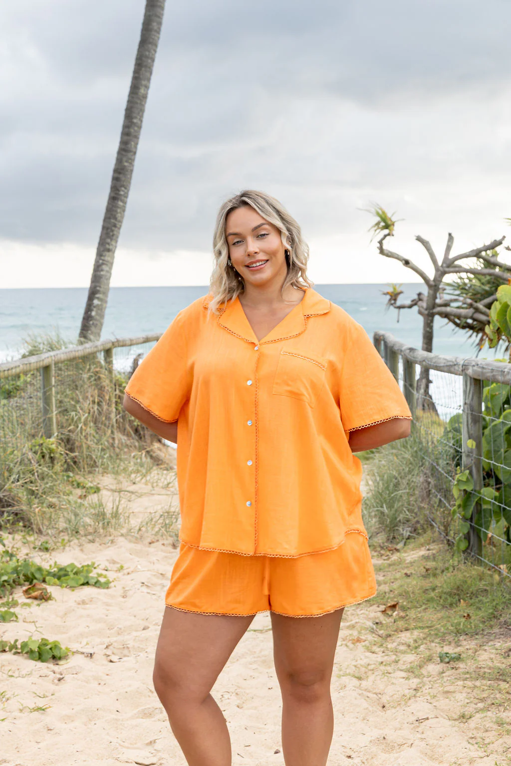 Luella Linen Blend Shirt in Orange - Image 4