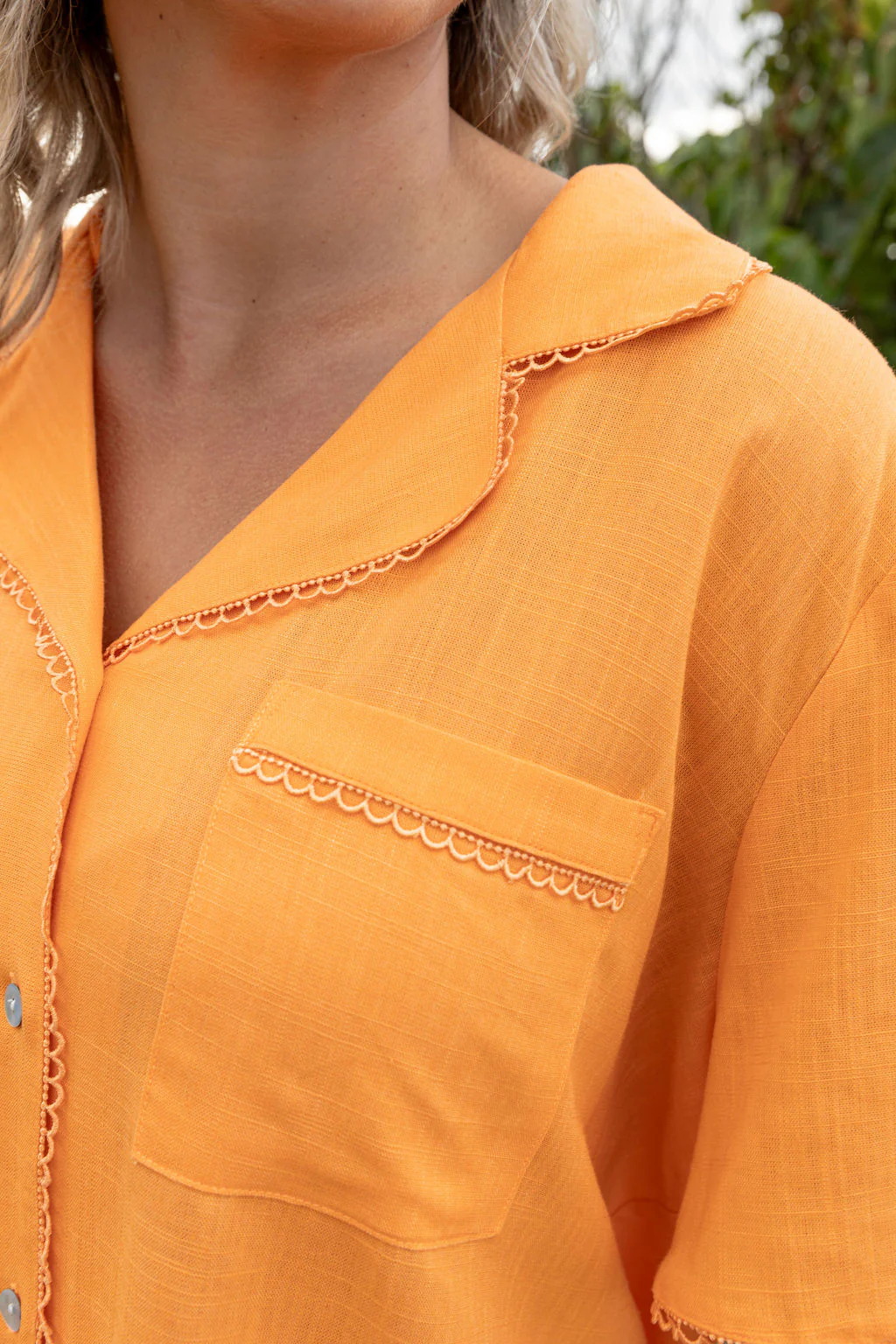 Luella Linen Blend Shirt in Orange - Image 8