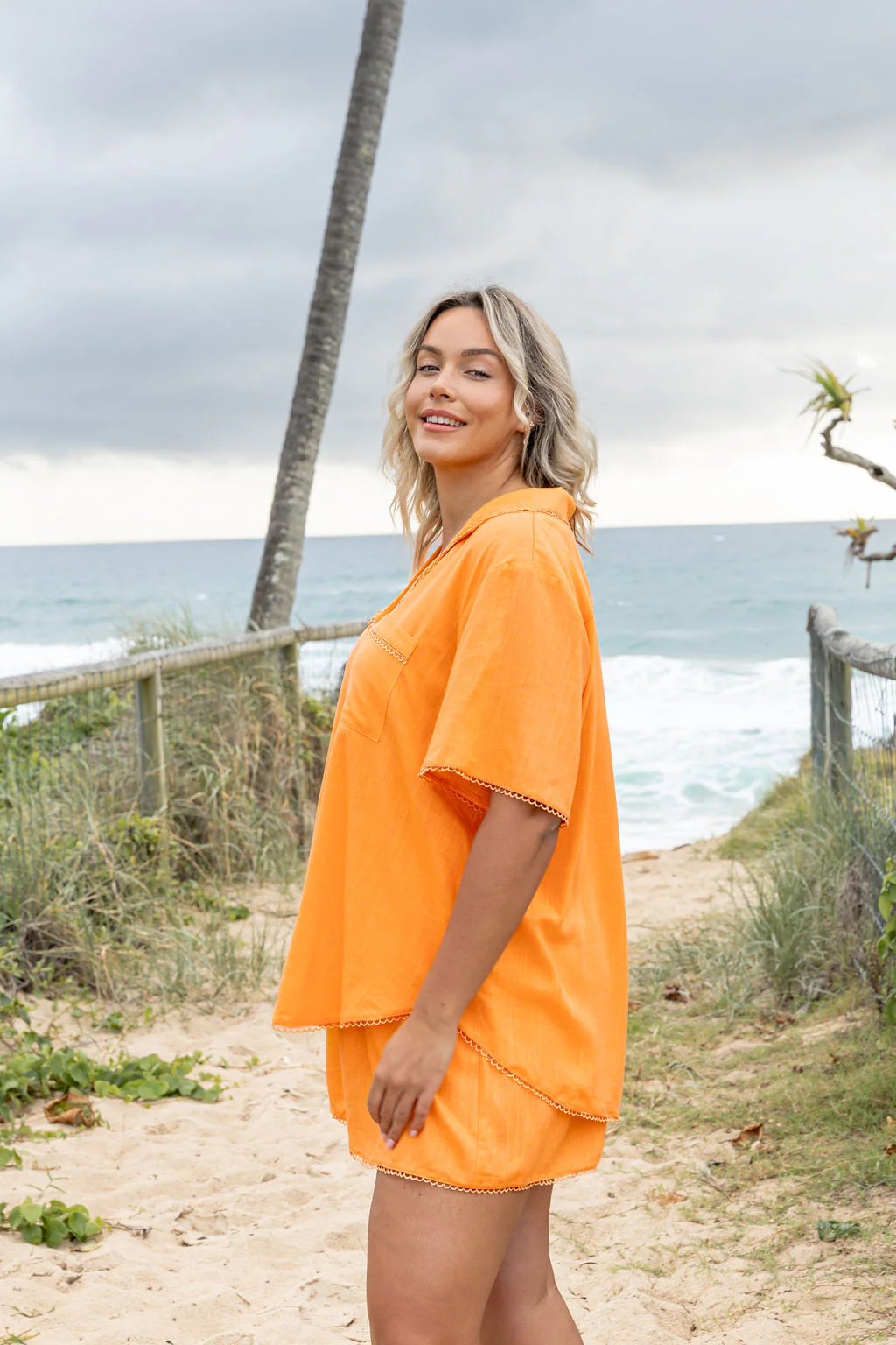 Luella Linen Blend Shirt in Orange - Image 9