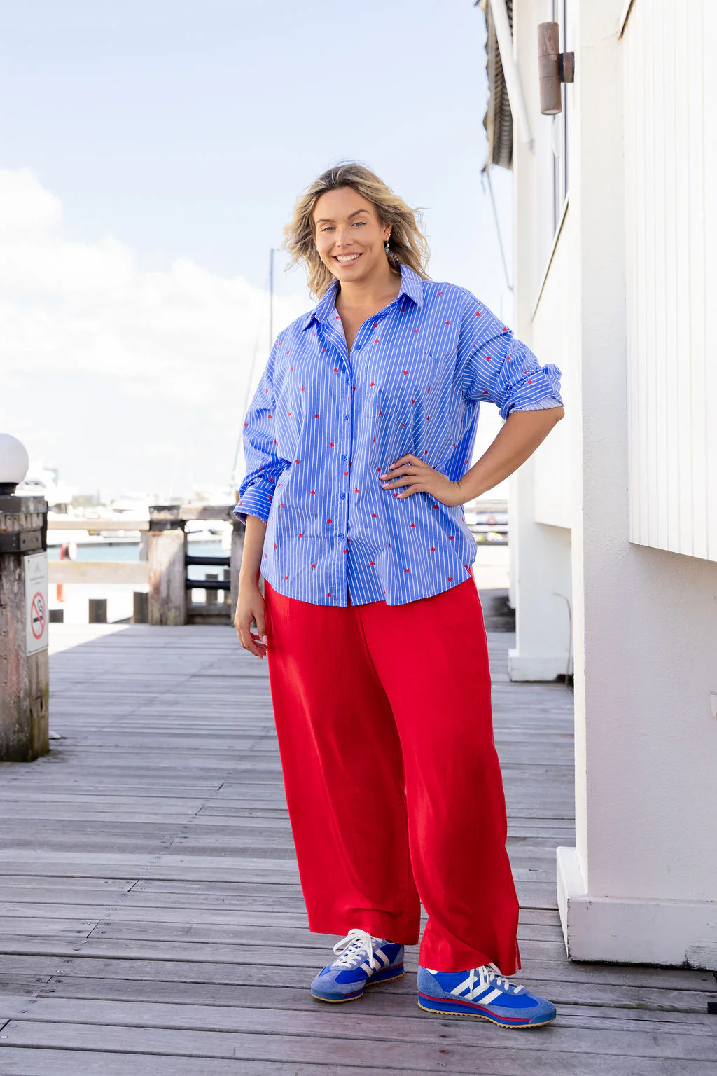 Lula Oversized Shirt in Stripes and Hearts - Image 4