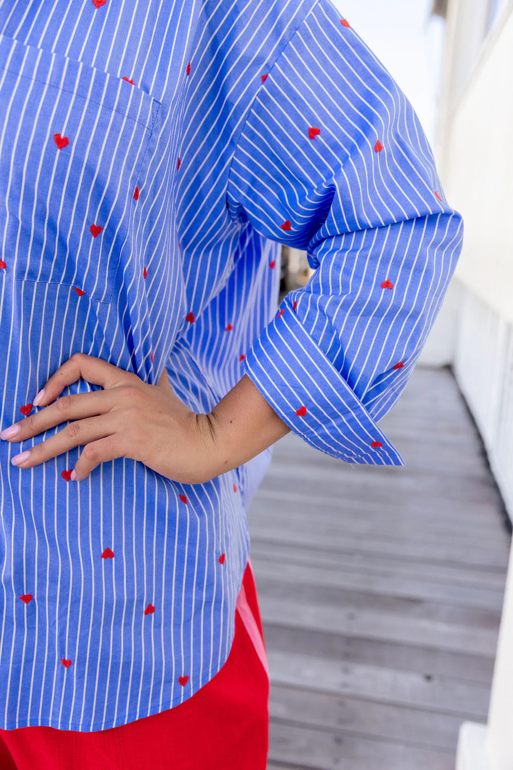 Lula Oversized Shirt in Stripes and Hearts - Image 5