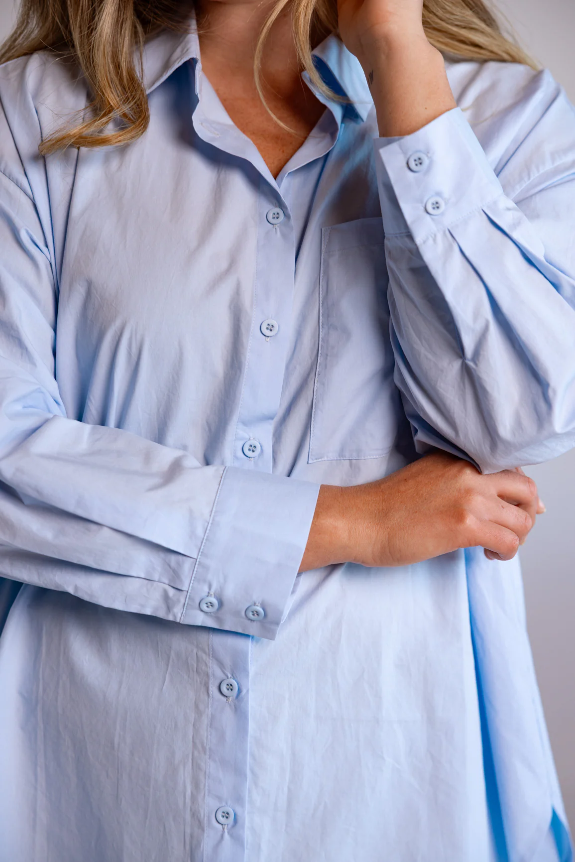 Lula Oversized Shirt in Baby Blue - Image 11