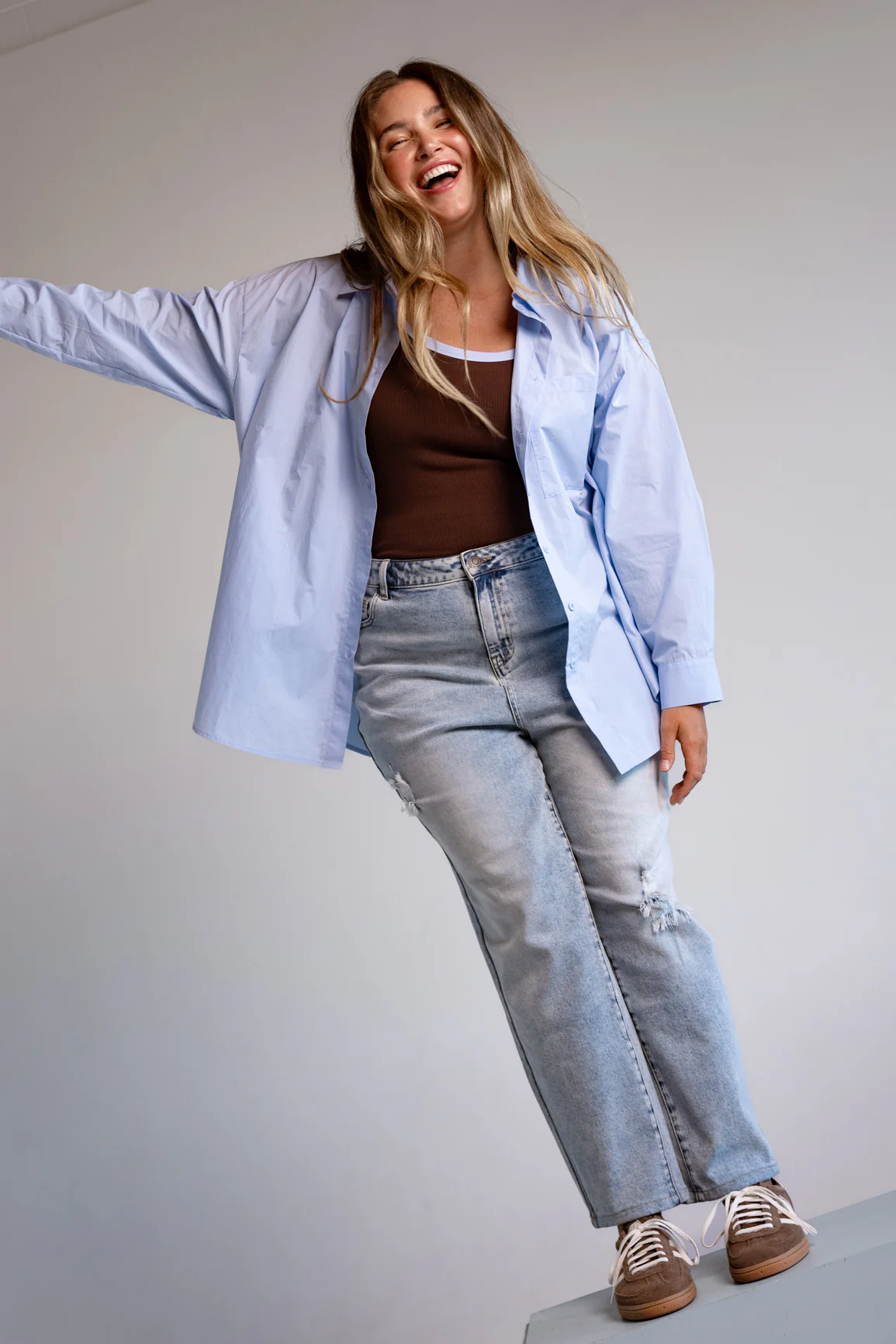 Lula Oversized Shirt in Baby Blue - Image 7