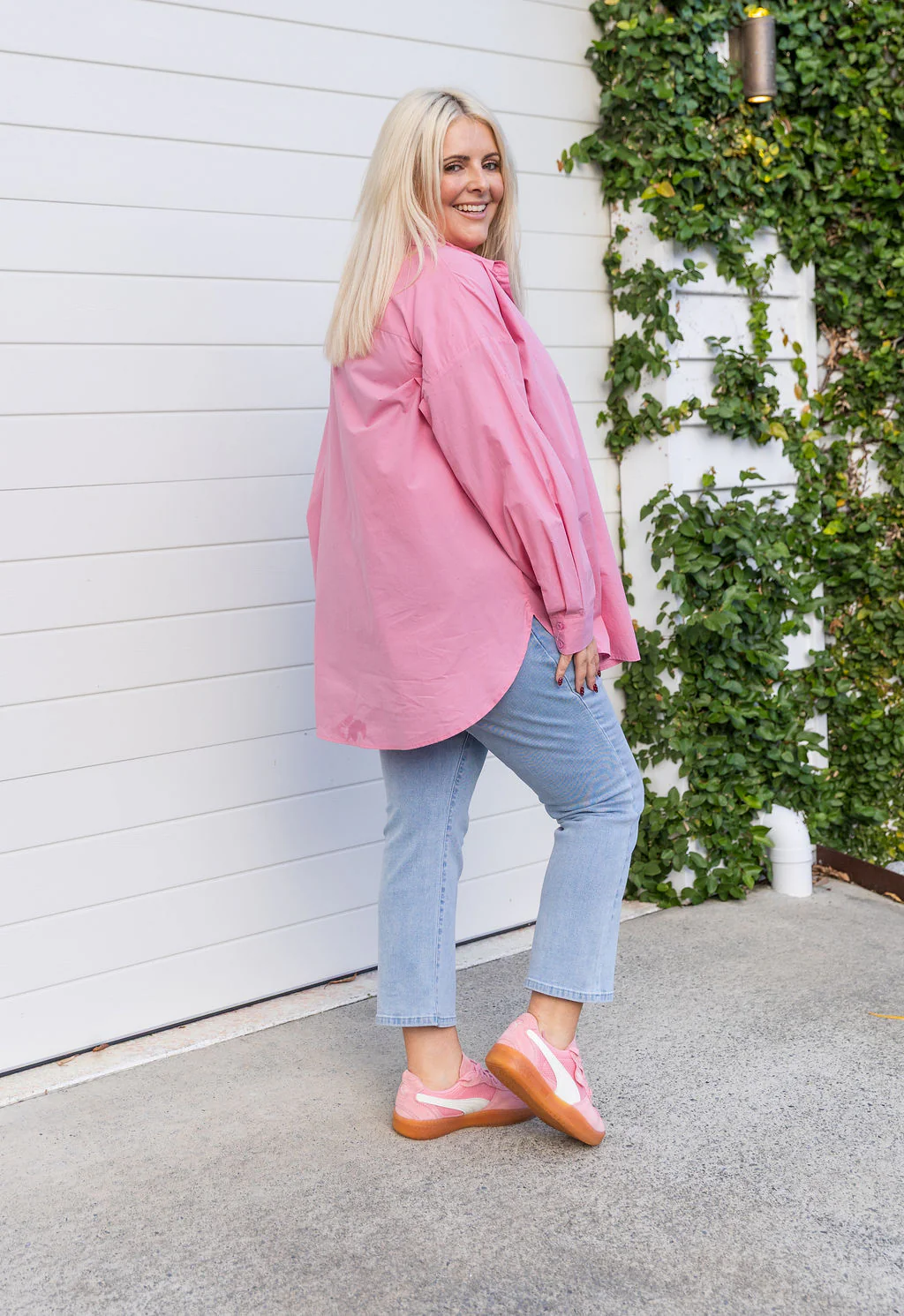 Lula Oversized Shirt in Barbie Pink - Image 14