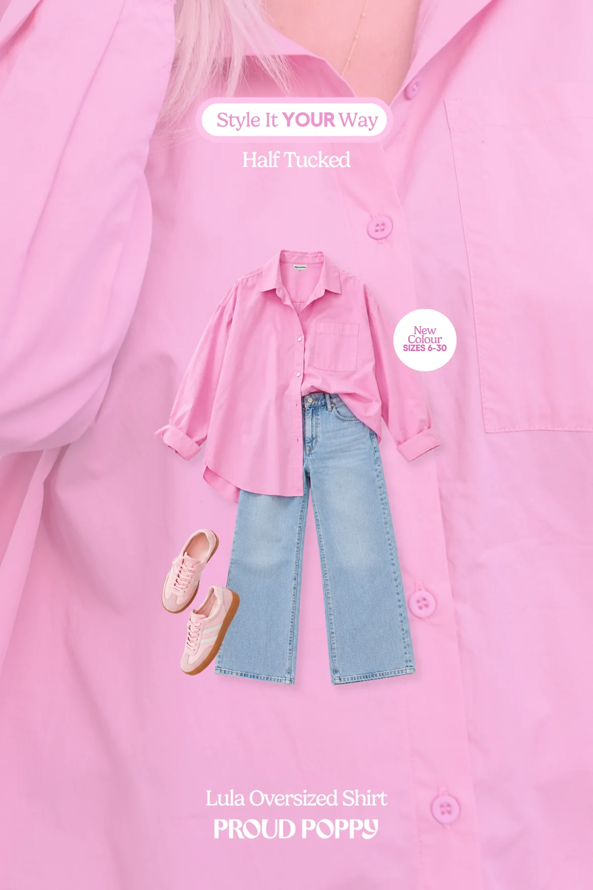 Lula Oversized Shirt in Barbie Pink - Image 3