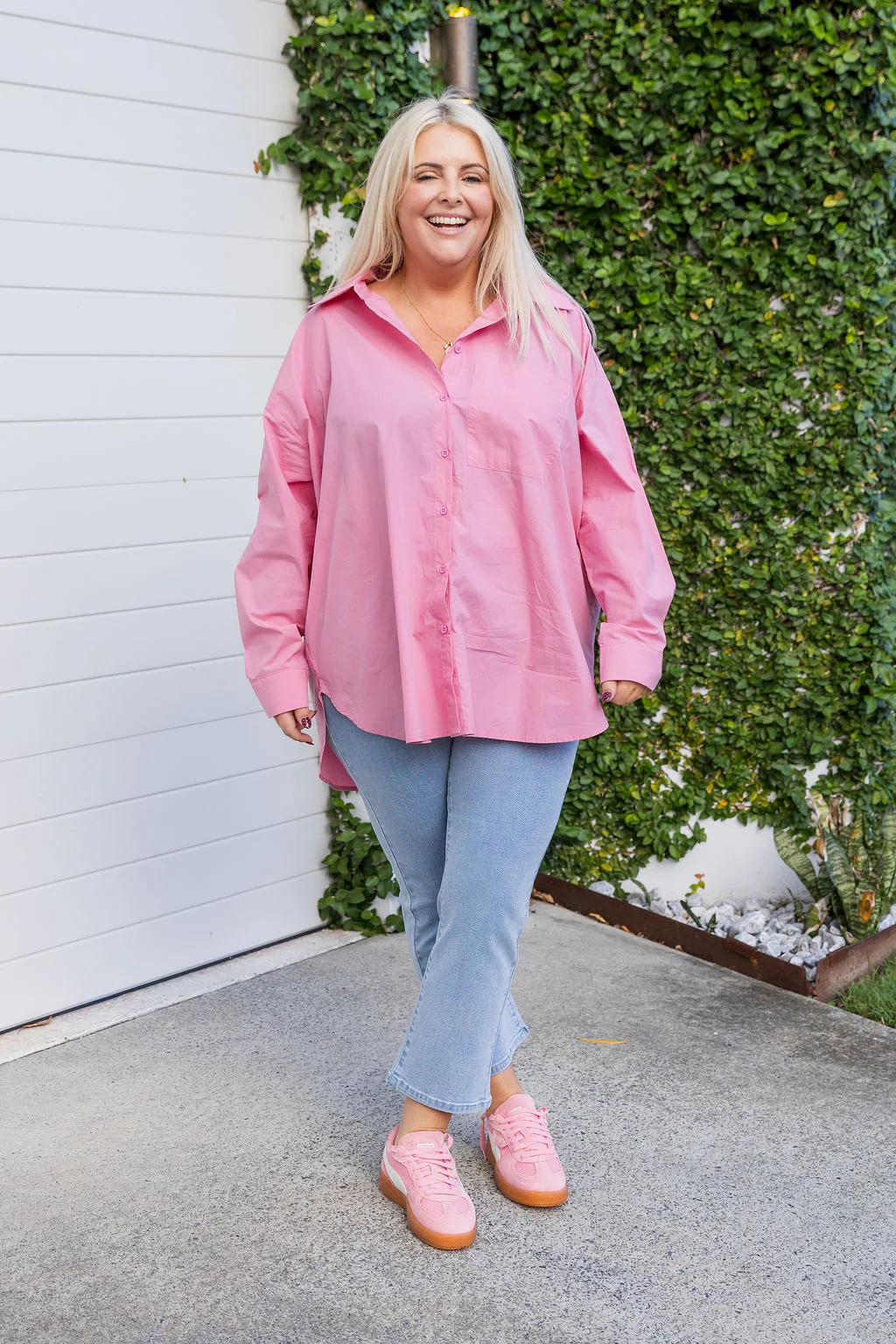 Lula Oversized Shirt in Barbie Pink - Image 6