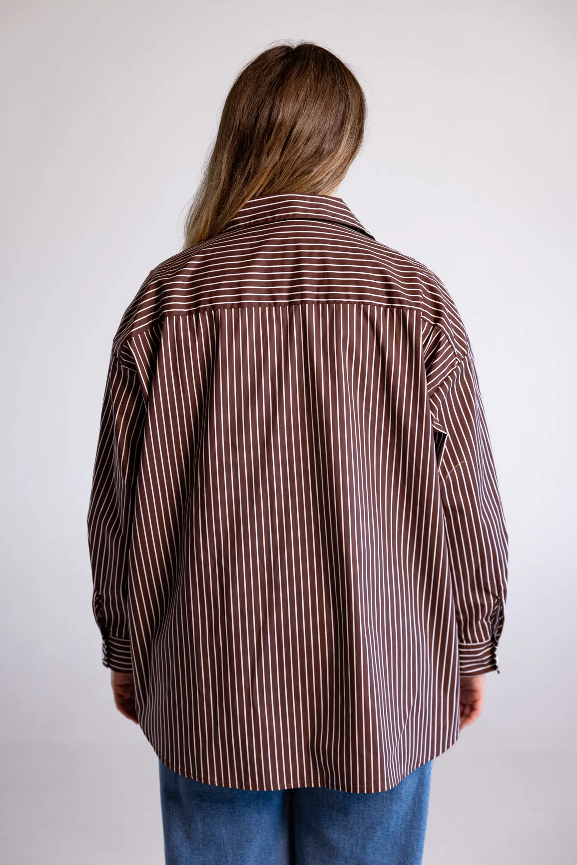Lula Oversized Shirt in Chocolate Stripes - Image 13