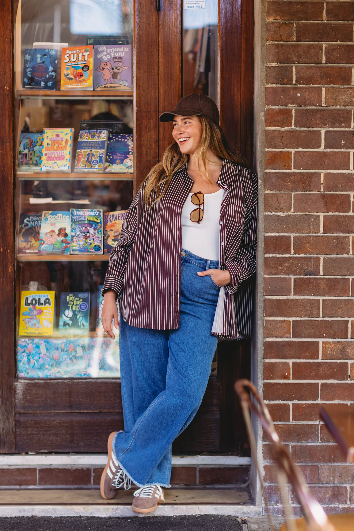 Lula Oversized Shirt in Chocolate Stripes - Image 14