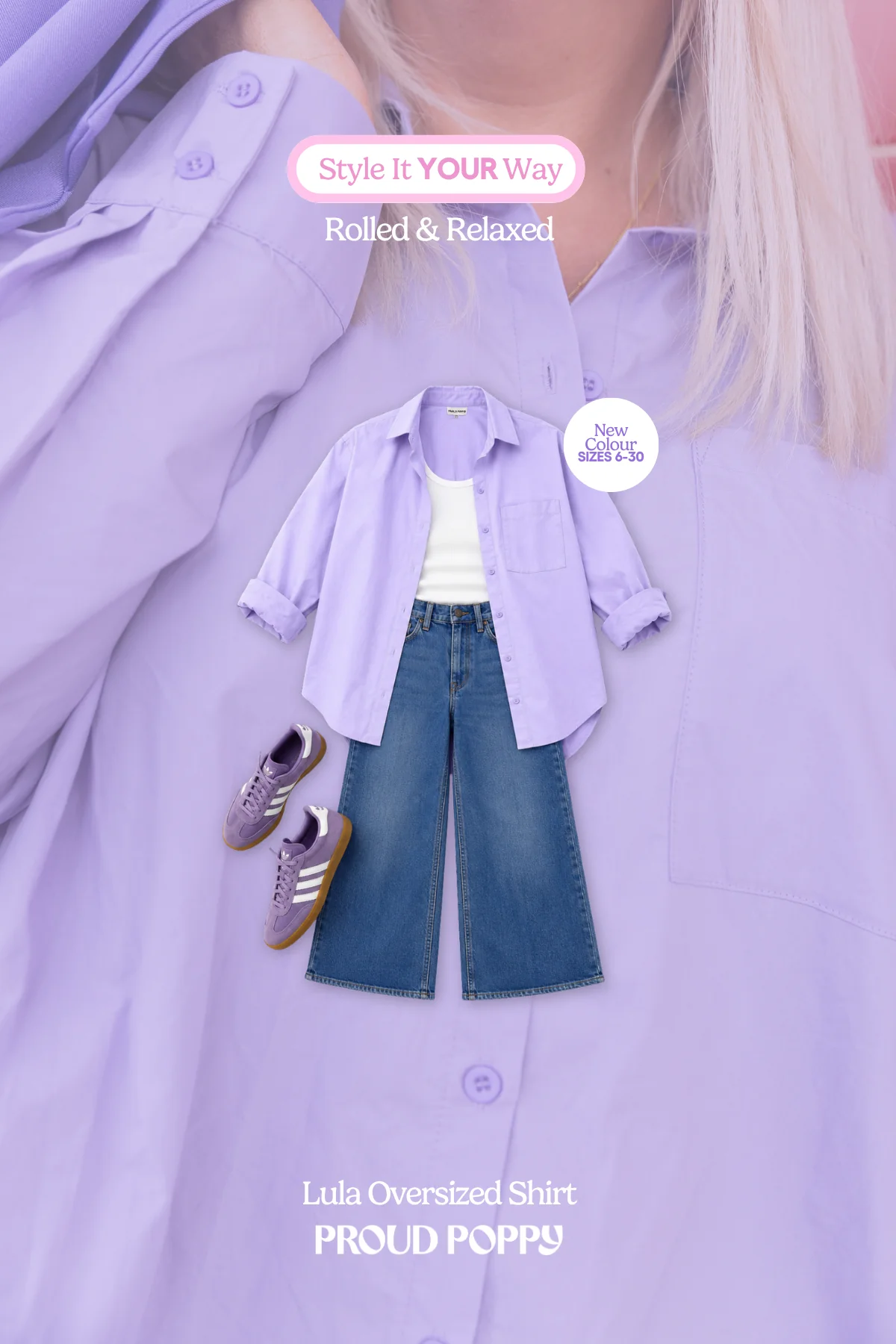 Lula Oversized Shirt in Lilac - Image 2