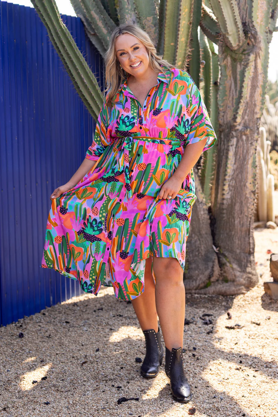 Maddy Midi Dress in Neon Cactus Country by Deb McNaughton - Image 10