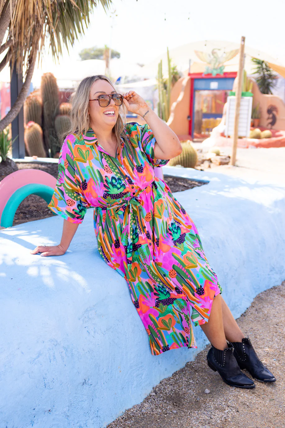 Maddy Midi Dress in Neon Cactus Country by Deb McNaughton - Image 12