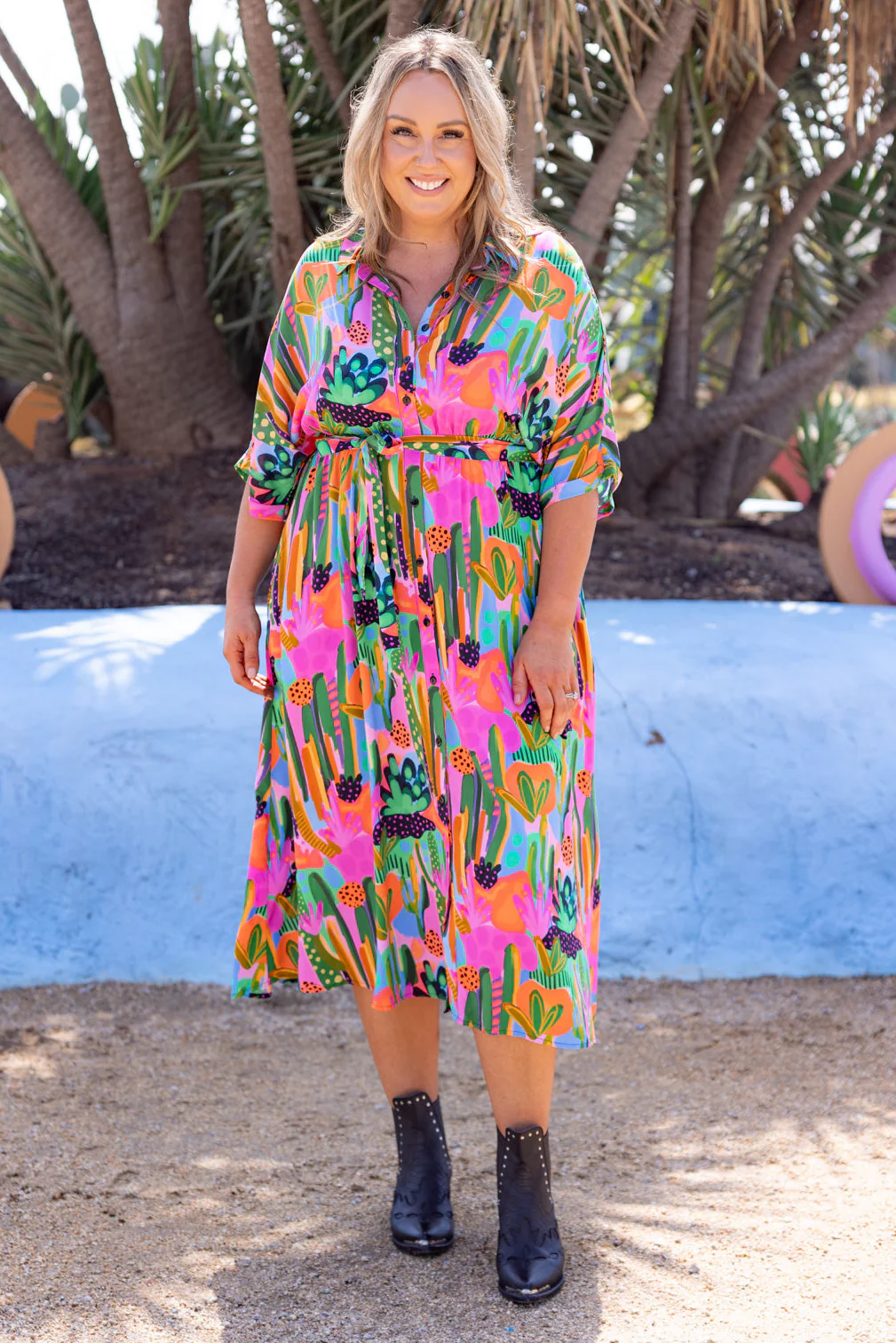 Maddy Midi Dress in Neon Cactus Country by Deb McNaughton - Image 5