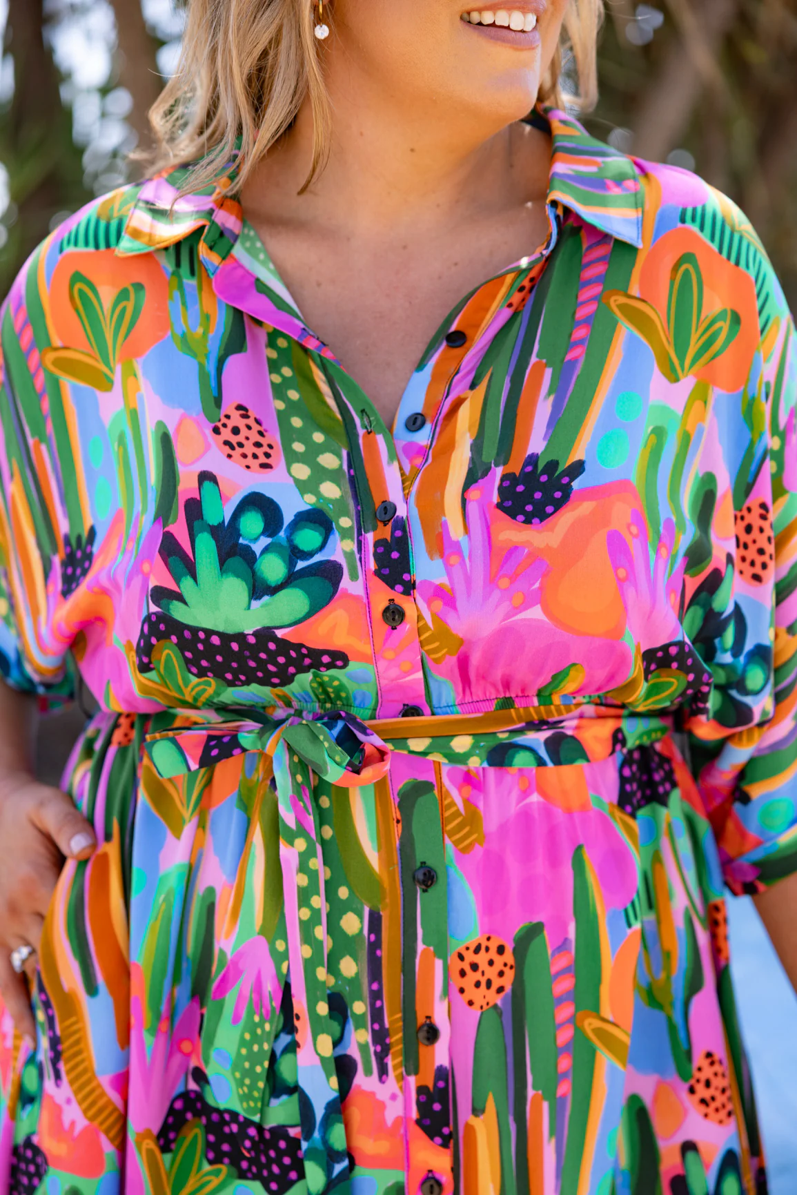 Maddy Midi Dress in Neon Cactus Country by Deb McNaughton - Image 6